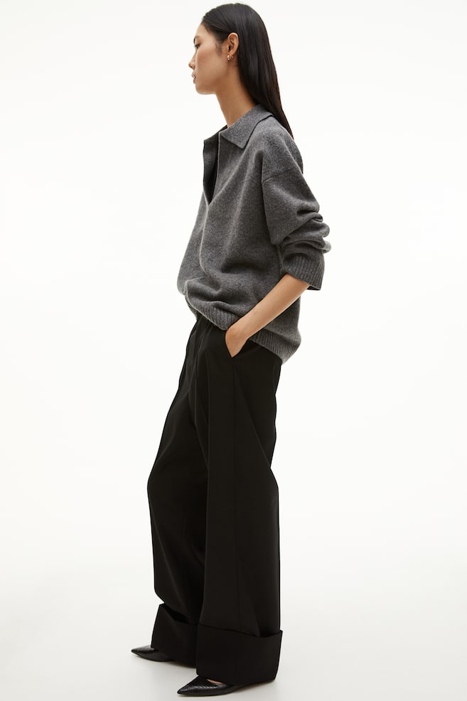Fine-knit collared jumper - Dark grey - 4