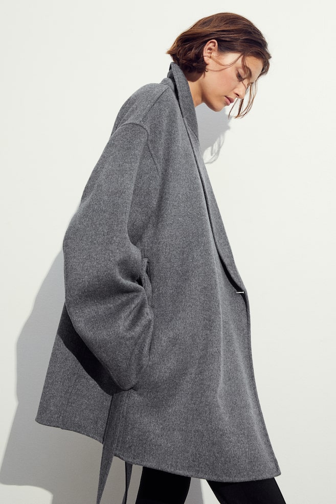Wool-blend coat - Dark grey/Light beige - 1