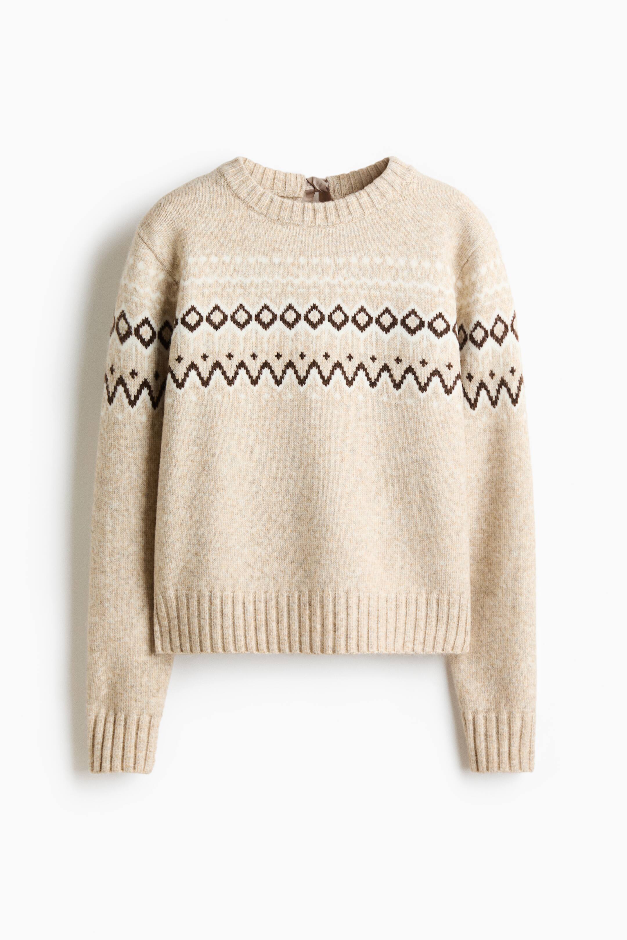 이미지 확대 보기: 자카드 니트 스웨터 - 베이지 멜란지/패턴 - 여성 | H&M KR 6