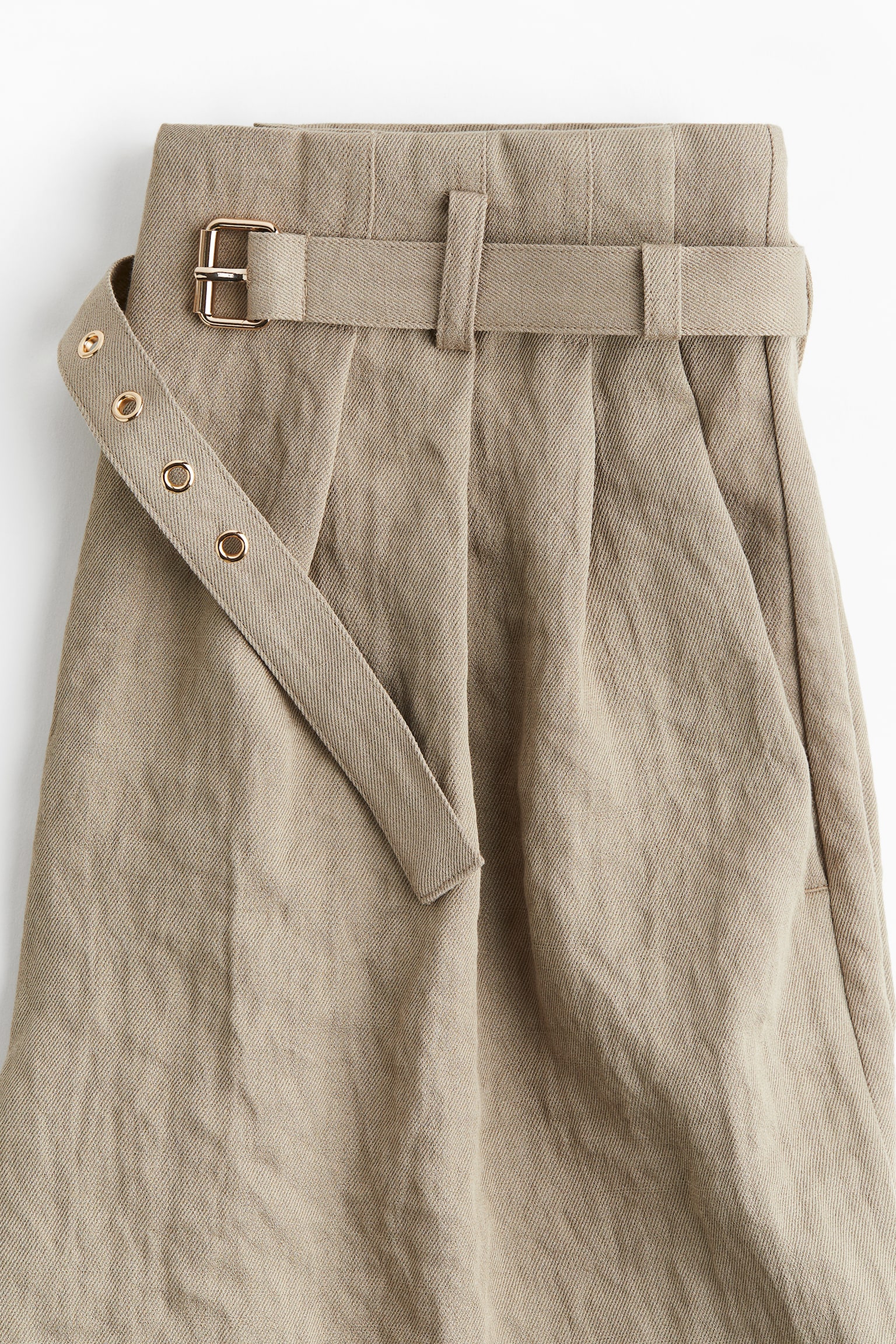 Paper bag-shorts med skärp - Gråbeige/Svart - 4