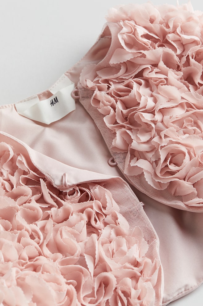 Chiffon flower-covered bolero - Dusty pink - 3