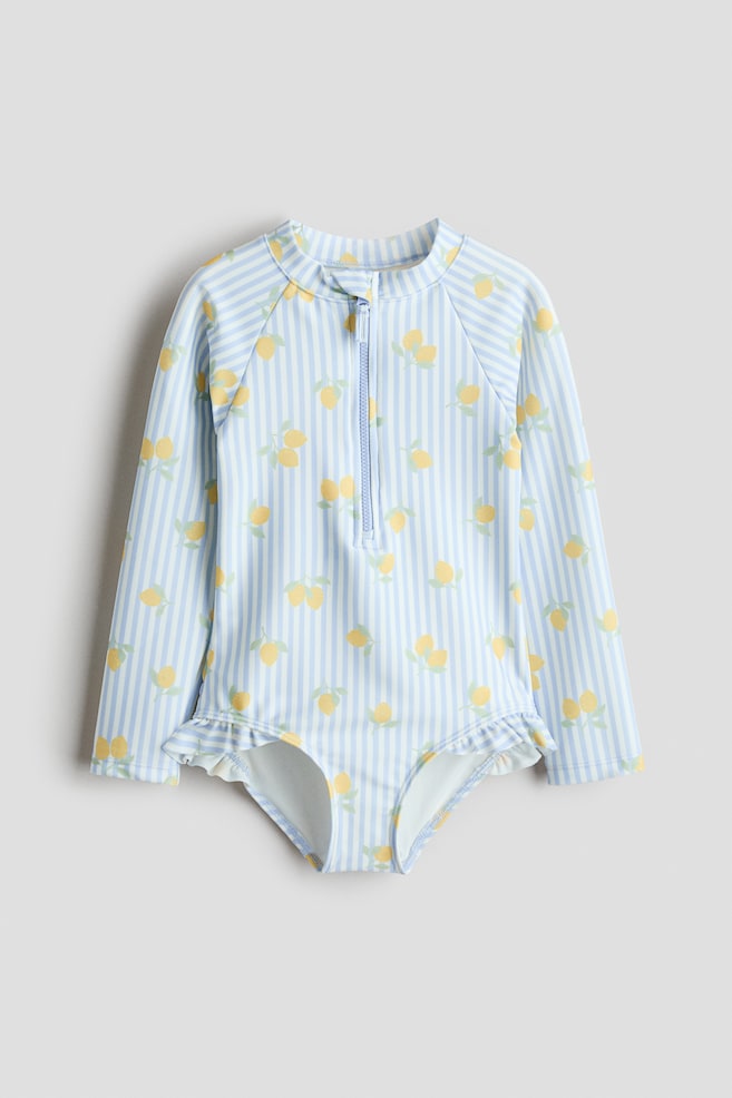 Long-sleeved swimsuit - Light blue/Lemons/White/Spotted - 1