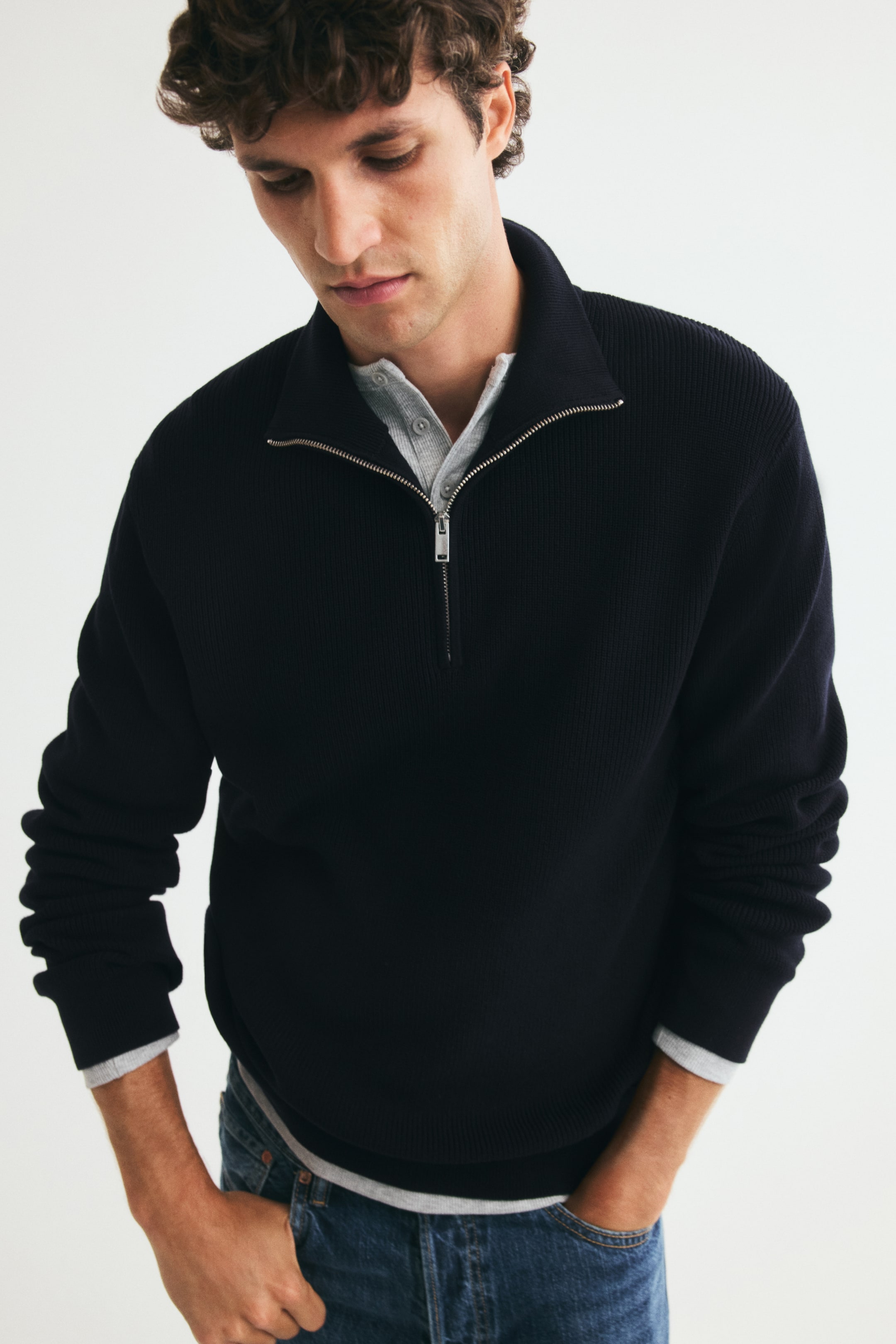 Regular-Fit Half-Zip Sweater