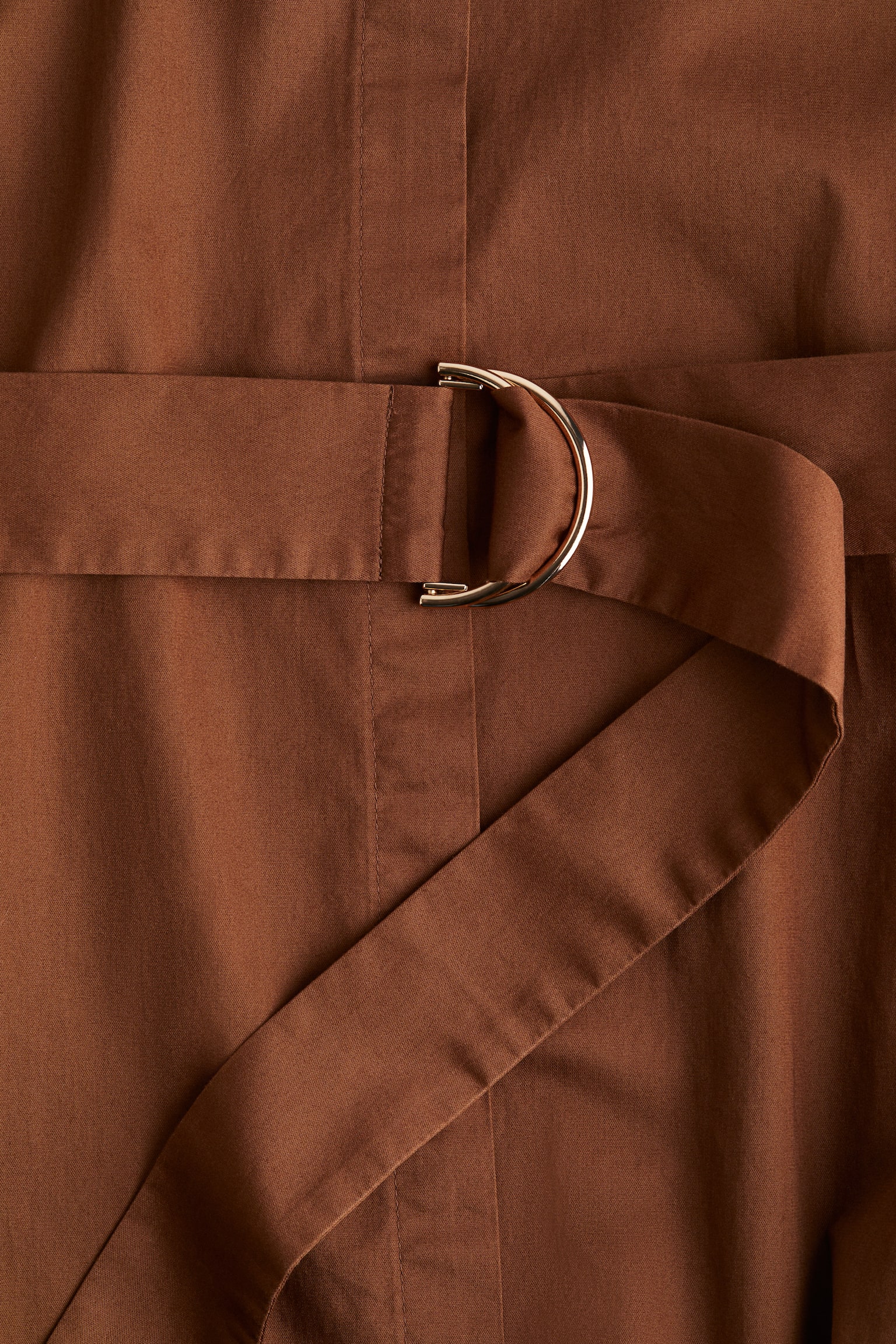 Váy sơ mi bằng poplin có thắt lưng - Màu nâu - 3