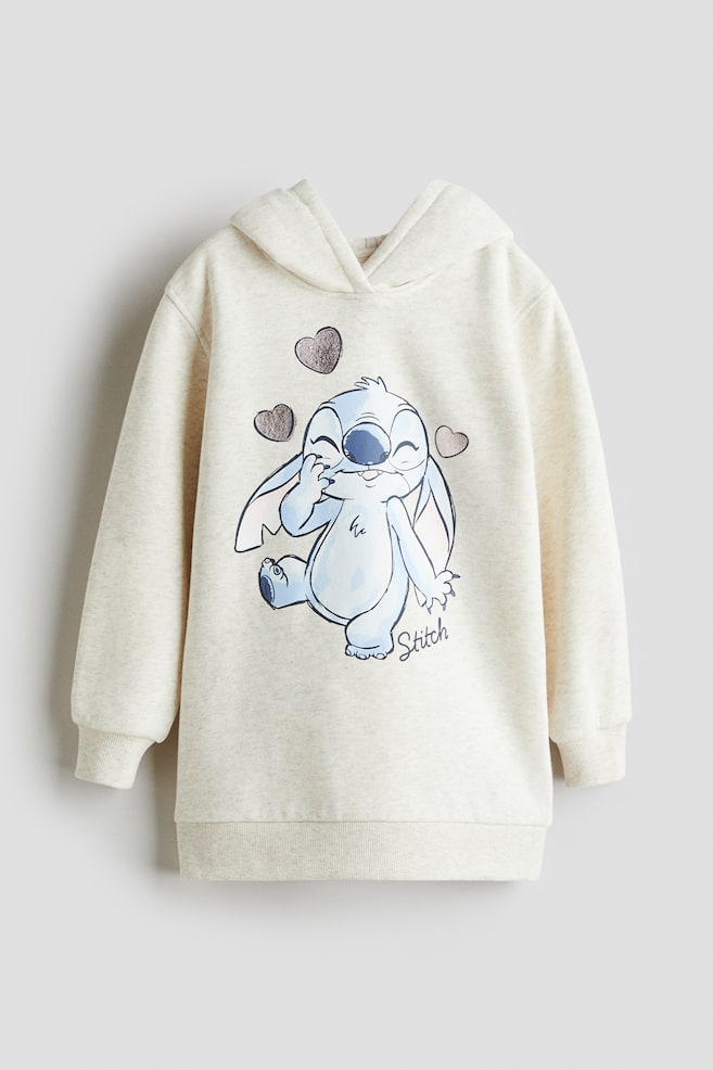 Loose-fit sweatshirt dress - Light beige marl/Lilo & Stitch - 1