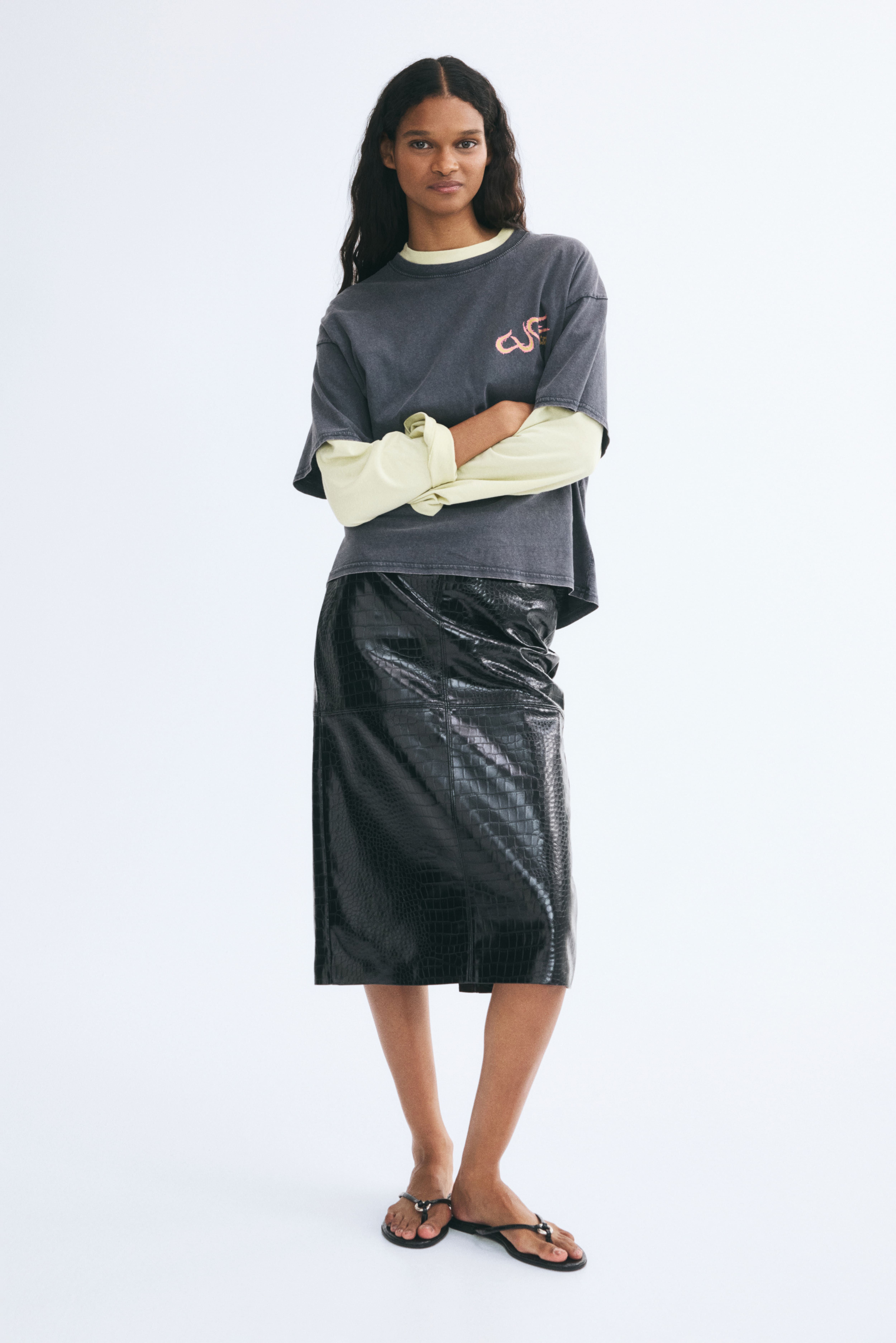 Coated Pencil Skirt
