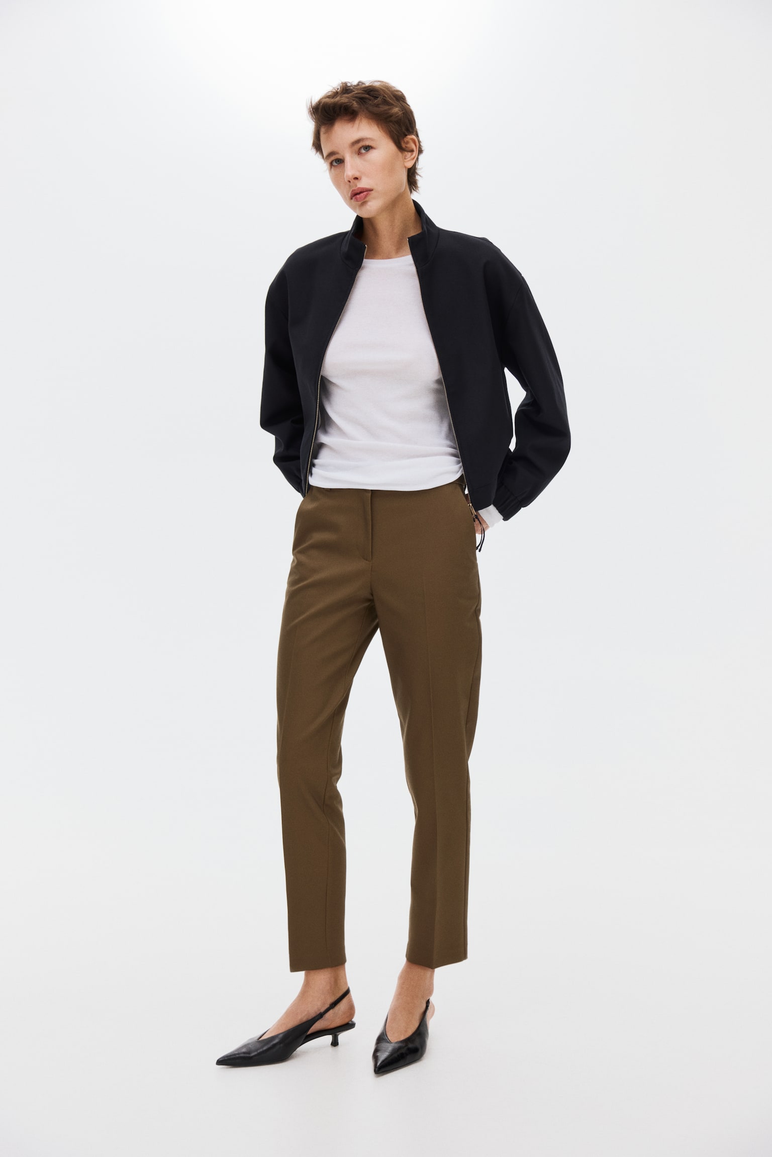Cigarette trousers - Dark khaki green/Black/Navy blue/Light beige/Dark brown/Cream/Dark grey/Checked - 1
