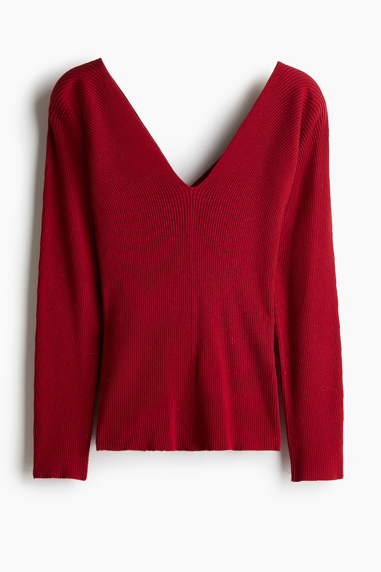 Bluza od rebrastog pletiva s V-izrezom