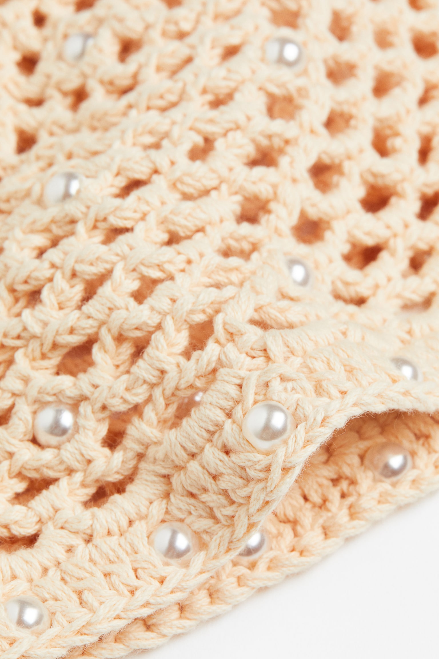 Crocheted beaded hat - Light beige - 2