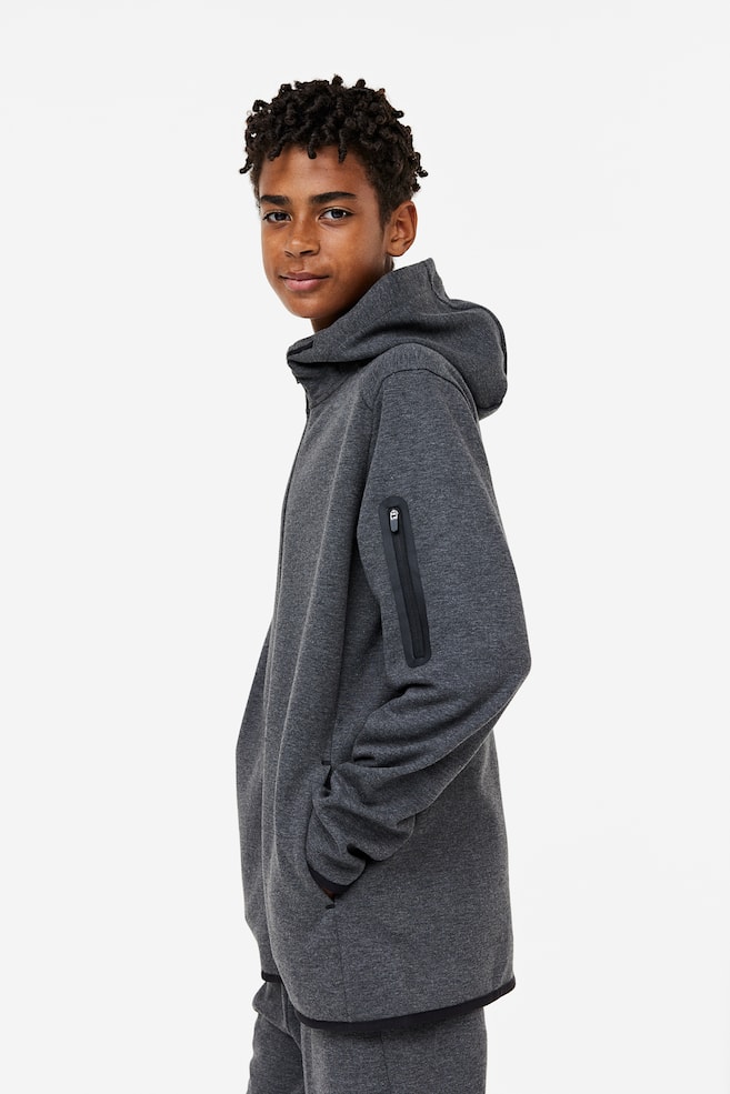 DryMove™ hoodie med lynlås - Mørkegråmeleret/Lys kakigrøn - 4