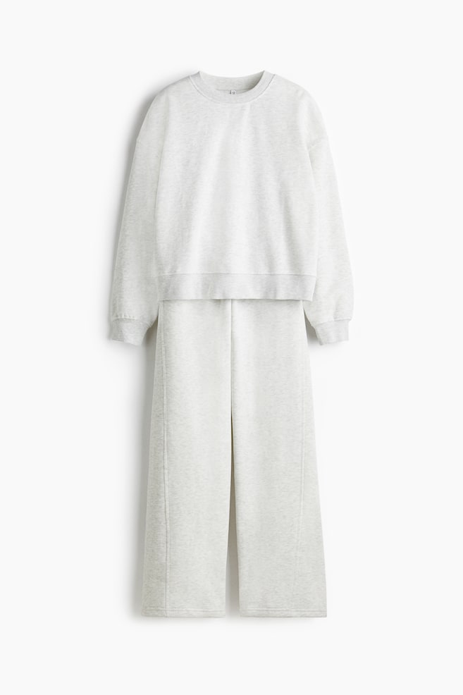 2-piece sweatshirt and joggers set - Light grey marl - 1