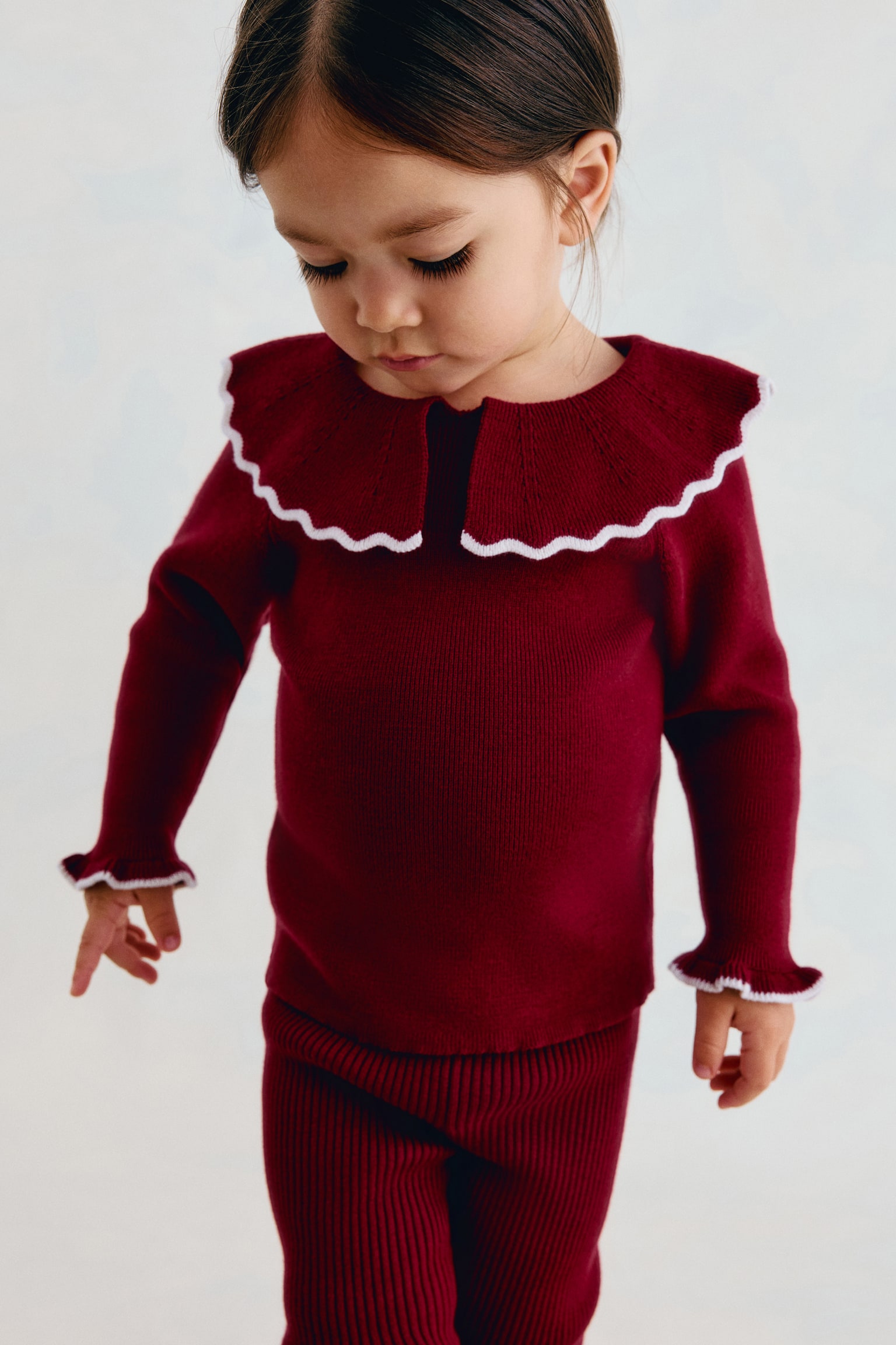 Детские комплекты H&M 2-Piece Cotton-Knit Set, цвет: Тёмный красный — фото 4