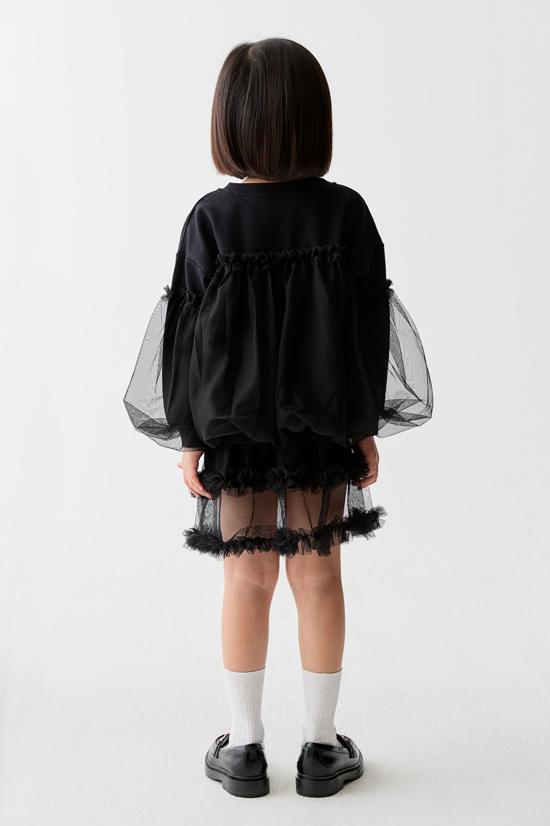 拡大画像を表示: チュールレイヤー スウェットトップス - ブラック - Kids | H&M JP 4