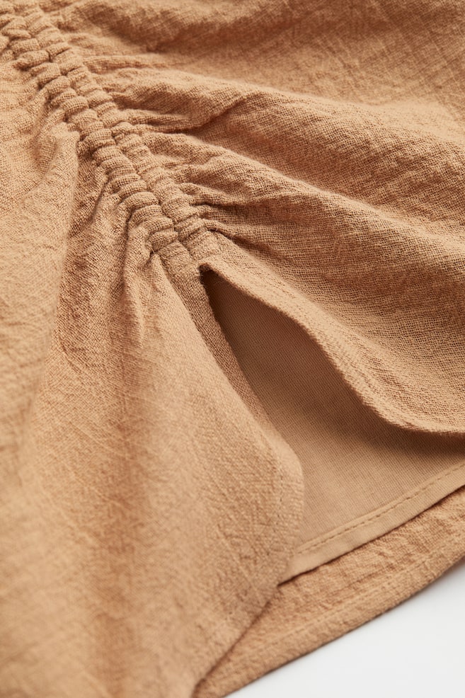 Crepet nederdel med rynkning - Lysebrun/Lys beige/Zebramønstret/Orange - 5