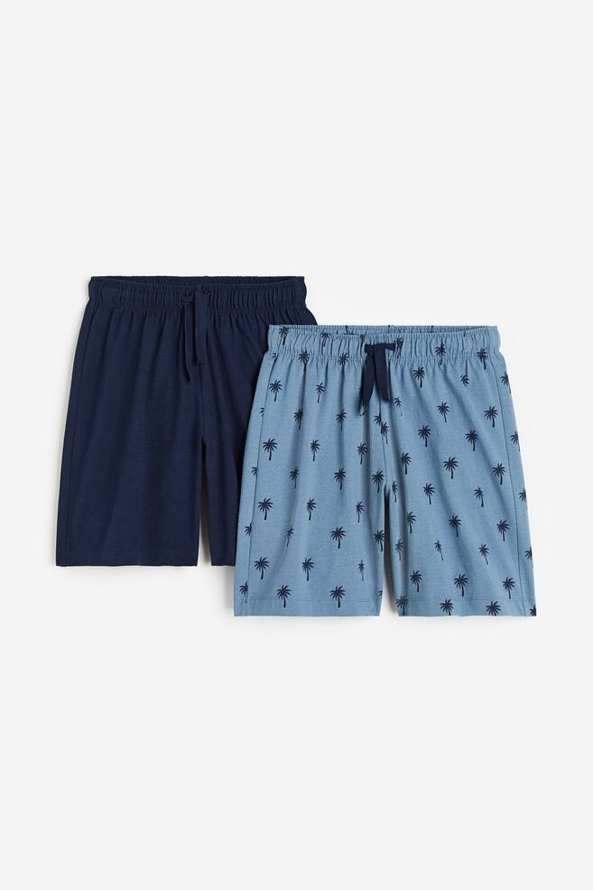 2-pack pyjama shorts - Dusty blue/Palm trees/Black/Checked - 1