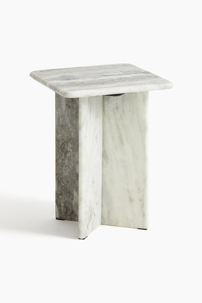 Table d'appoint en marbre - Gris clair/Bordeaux/marbré/Blanc/marbré/Beige - 1