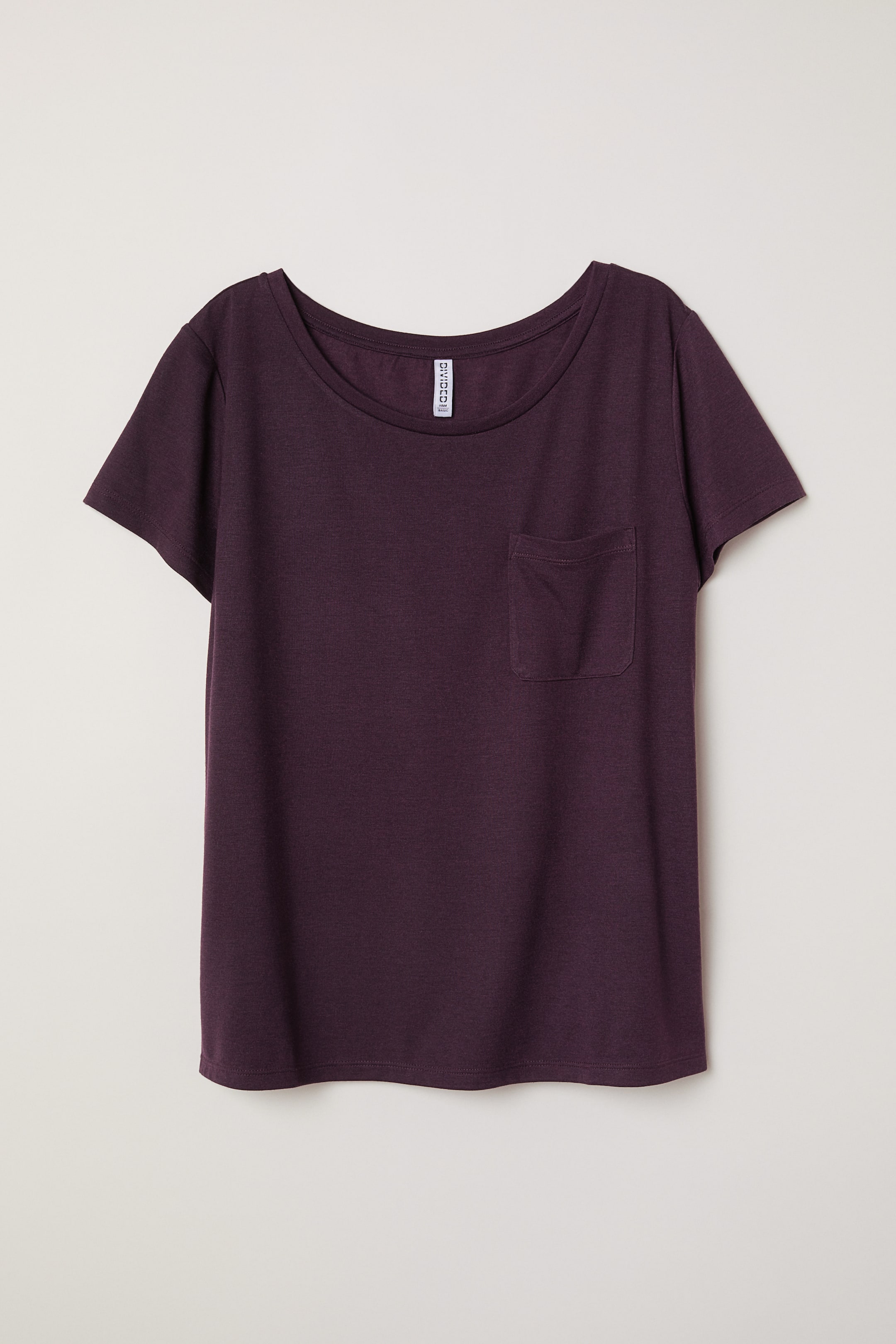 Größeres Bild ansehen: T-Shirt mit Brusttasche - Dunkellilameliert - Ladies | H&M DE 1