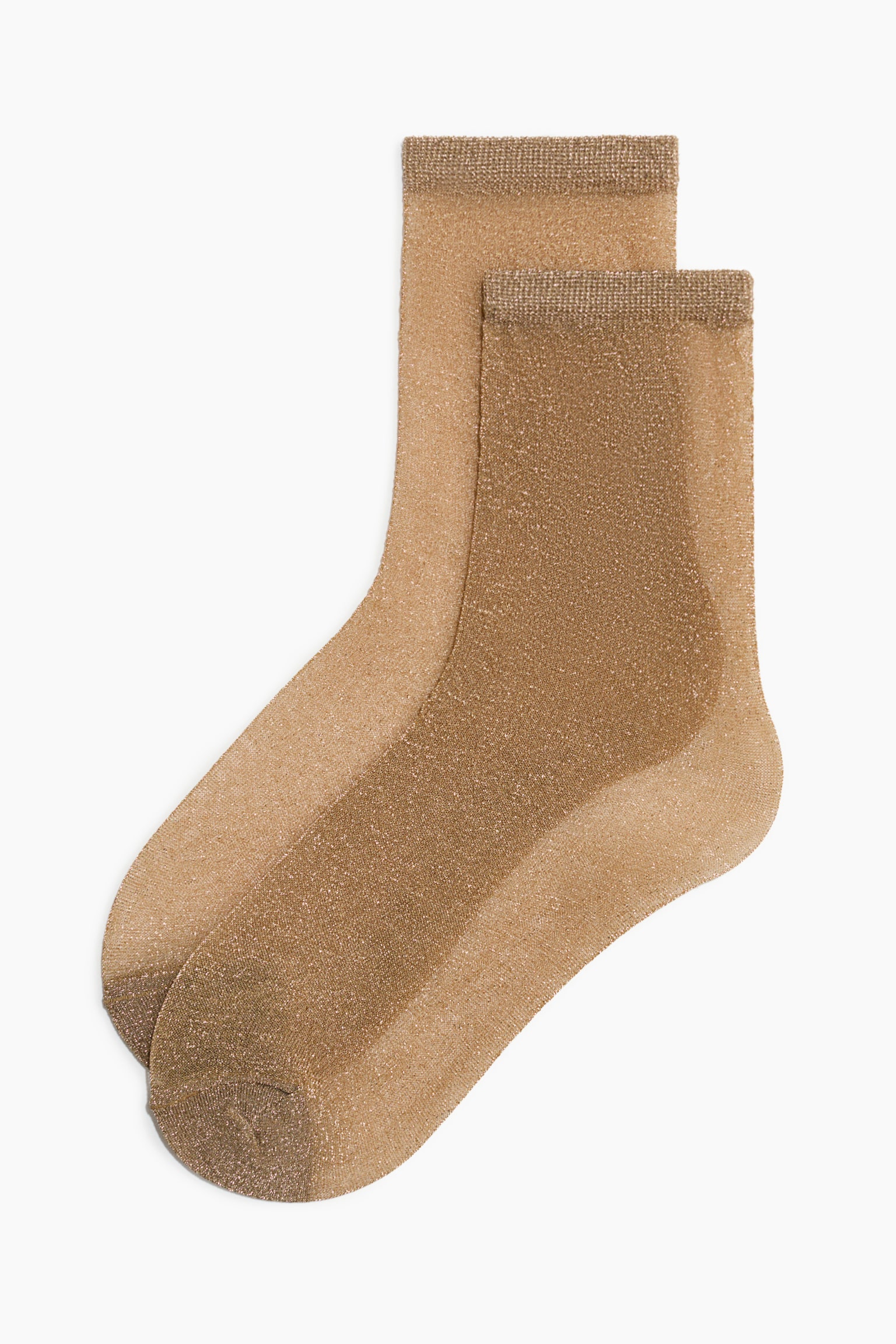Sheer glittery socks - Beige/Gold-coloured - 2