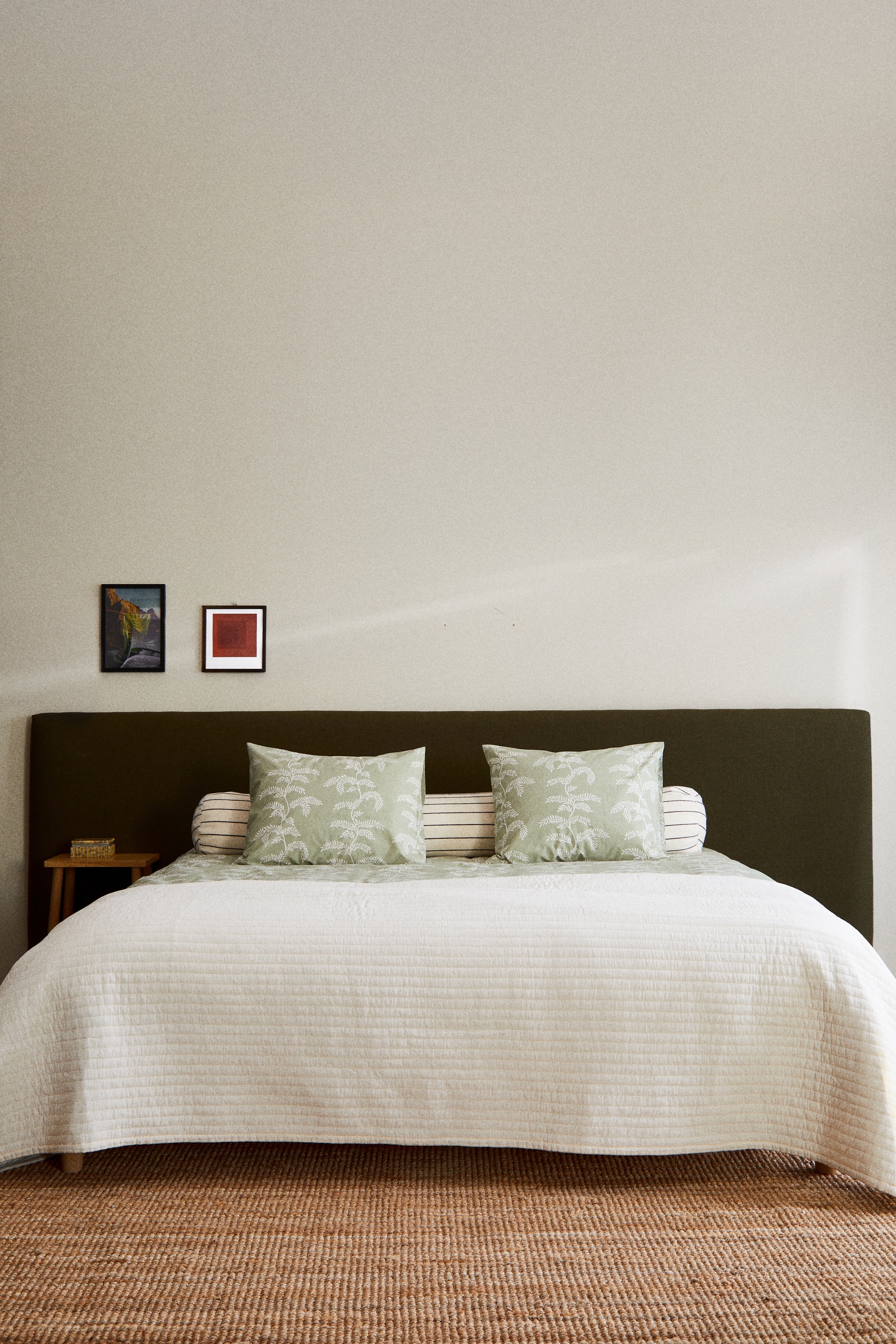 Conjunto de capa de edredão para cama de casal - Verde caqui/Padrão