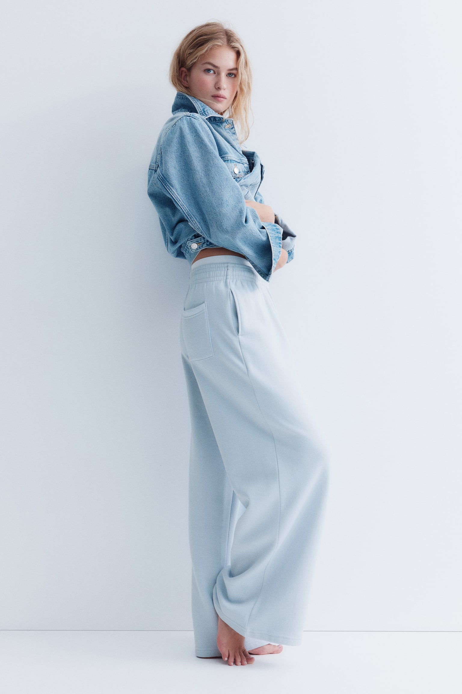 Женские брюки H&M Wide-Leg, цвет: Светлый синий — фото 3