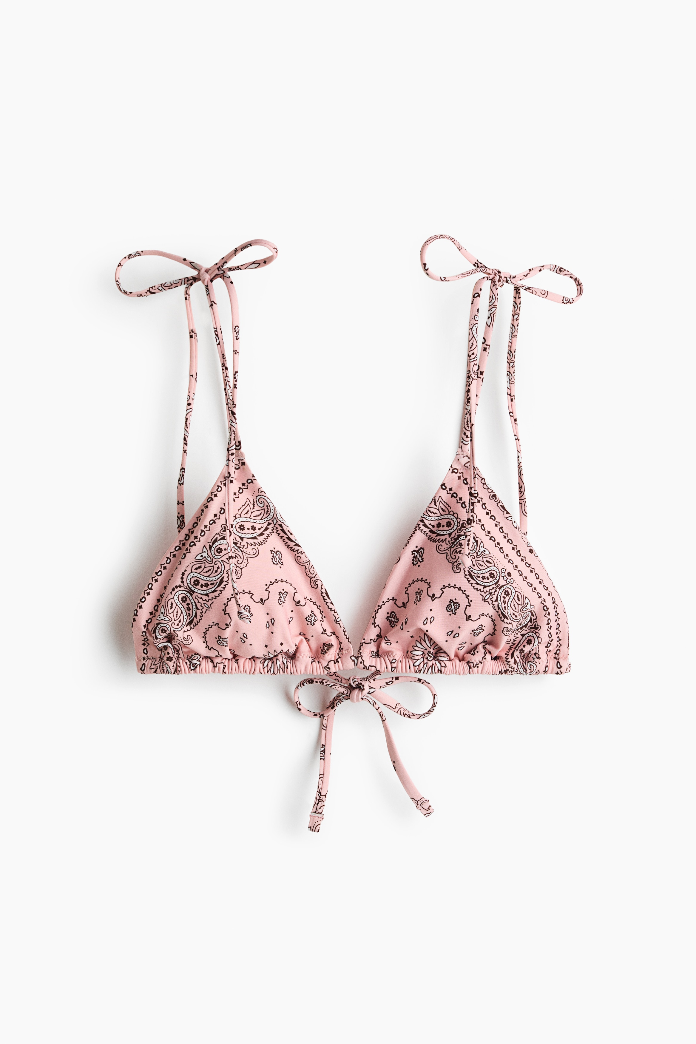 Padded Triangle Bikini Top - Light pink/paisley