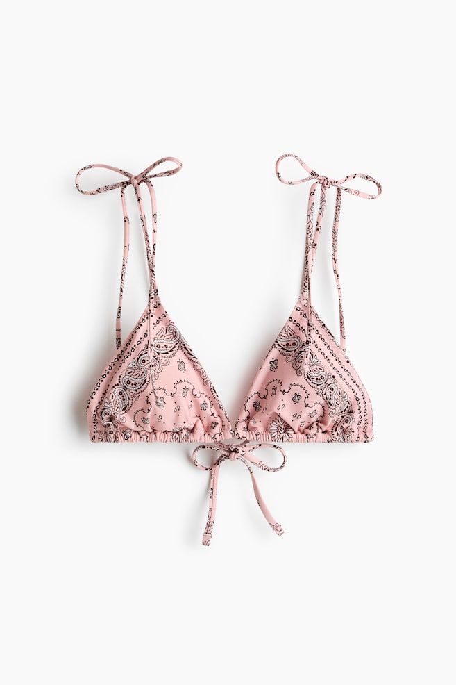 Haut de maillot triangle paddé - Rose clair/motif cachemire/Crème/fleuri - 1