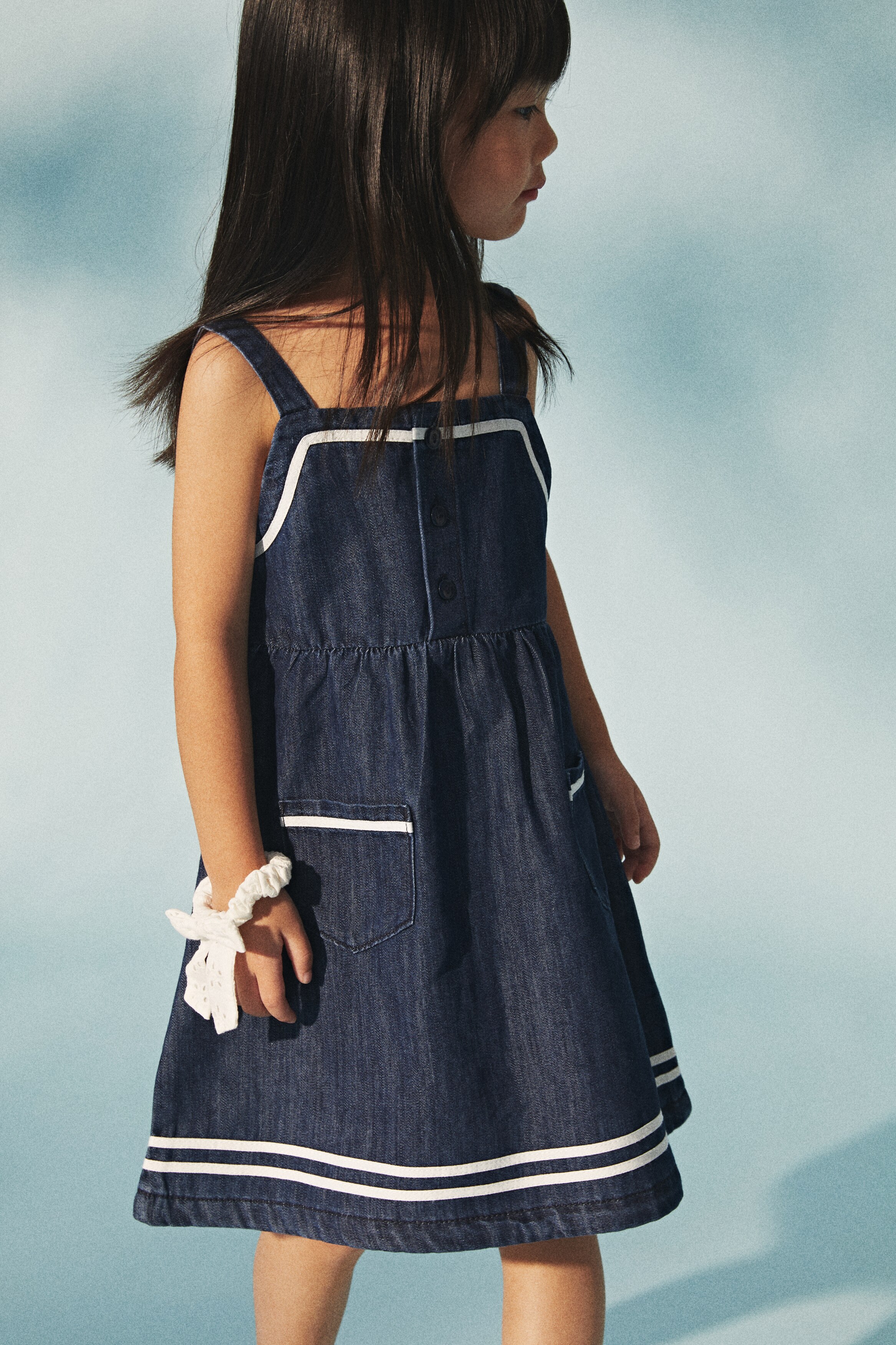 デニムセーラーワンピース - ダークデニムブルー - Kids | H&M JP