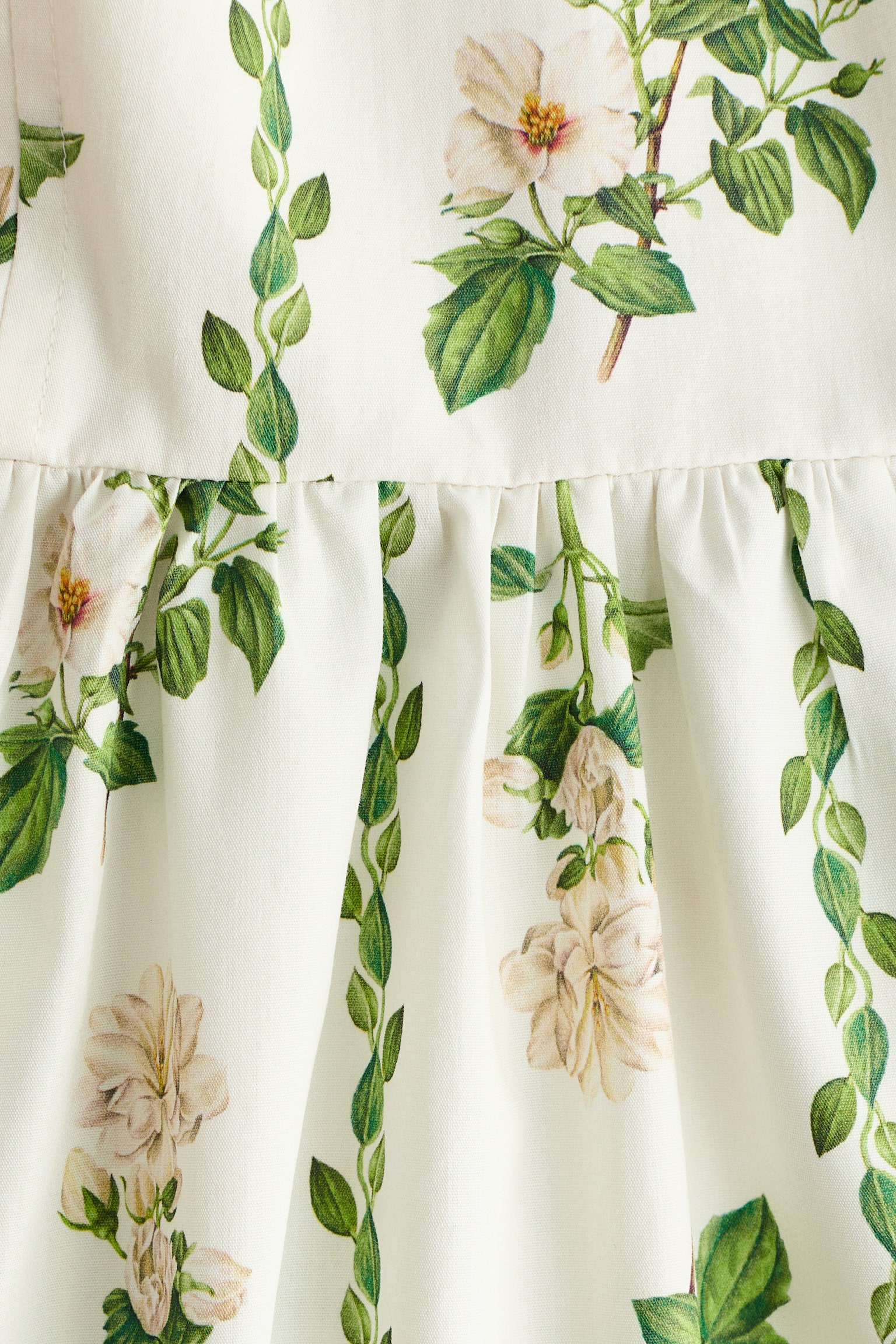 Flared-skirt strappy dress - White/Floral/White/Blue floral - 5