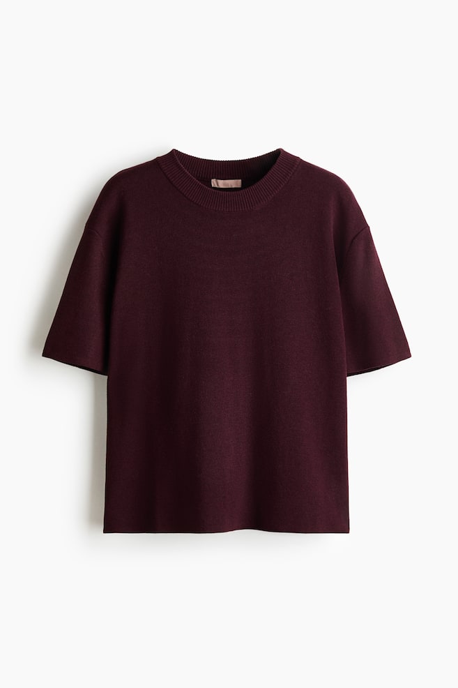 Fine-knit top - Burgundy/Cream - 1