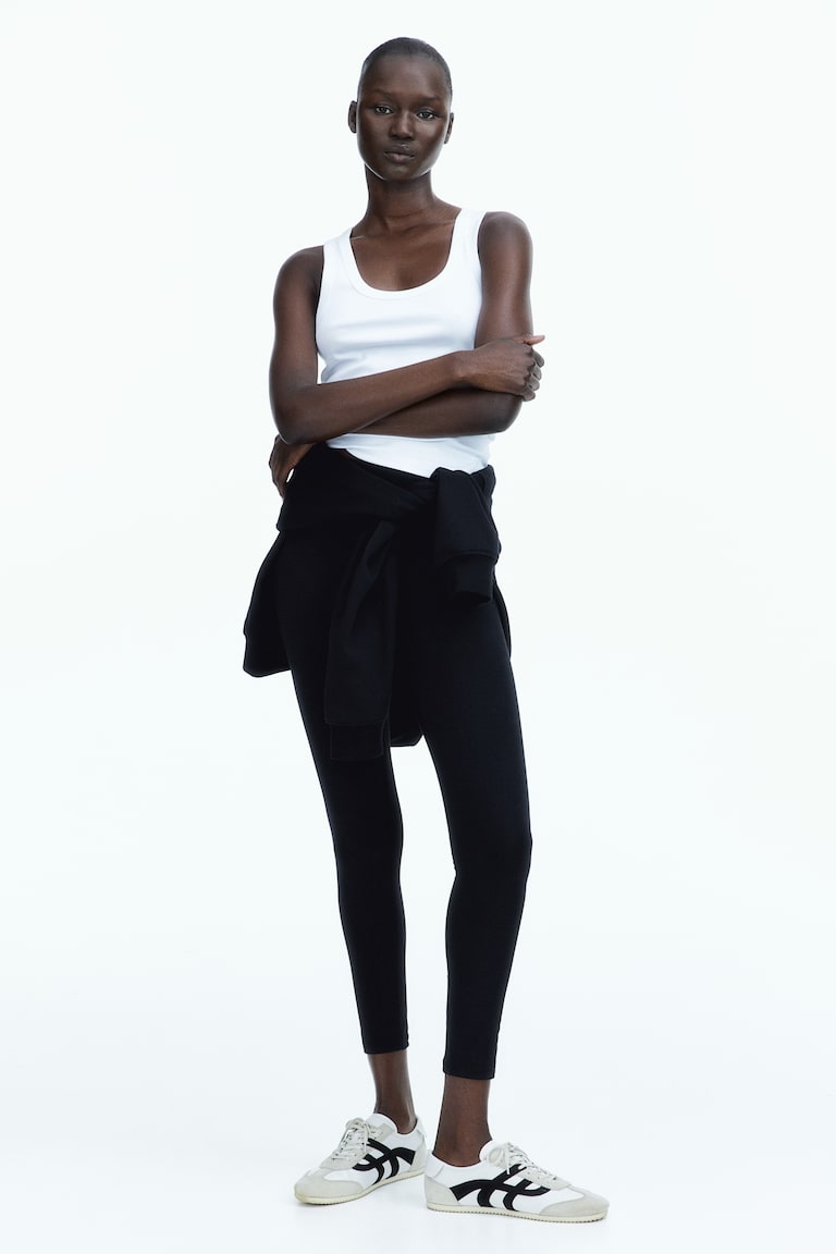 Legging van katoenmix Zwart DAMES H&M NL