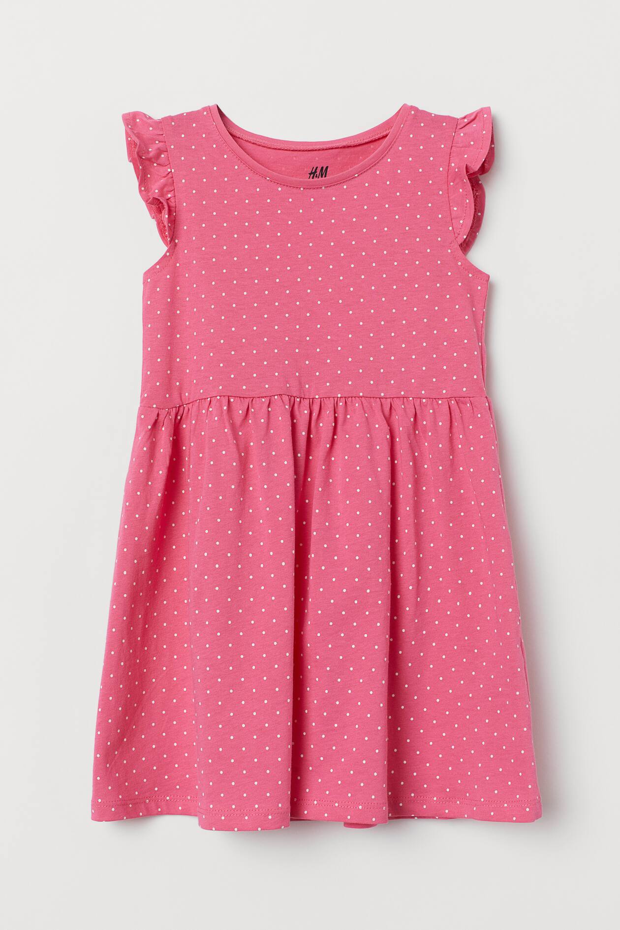 Jersey dress - Sleeveless - Knee length - Pink/Spotted - Kids | H&M GB