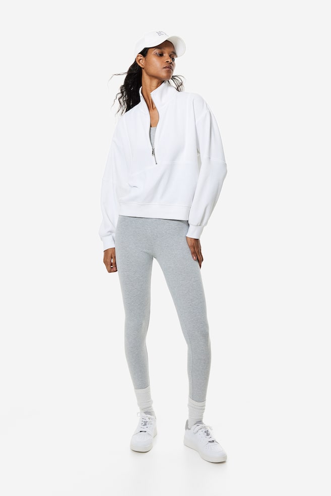 Zip-top sweatshirt - White/Black/Light grey marl - 1