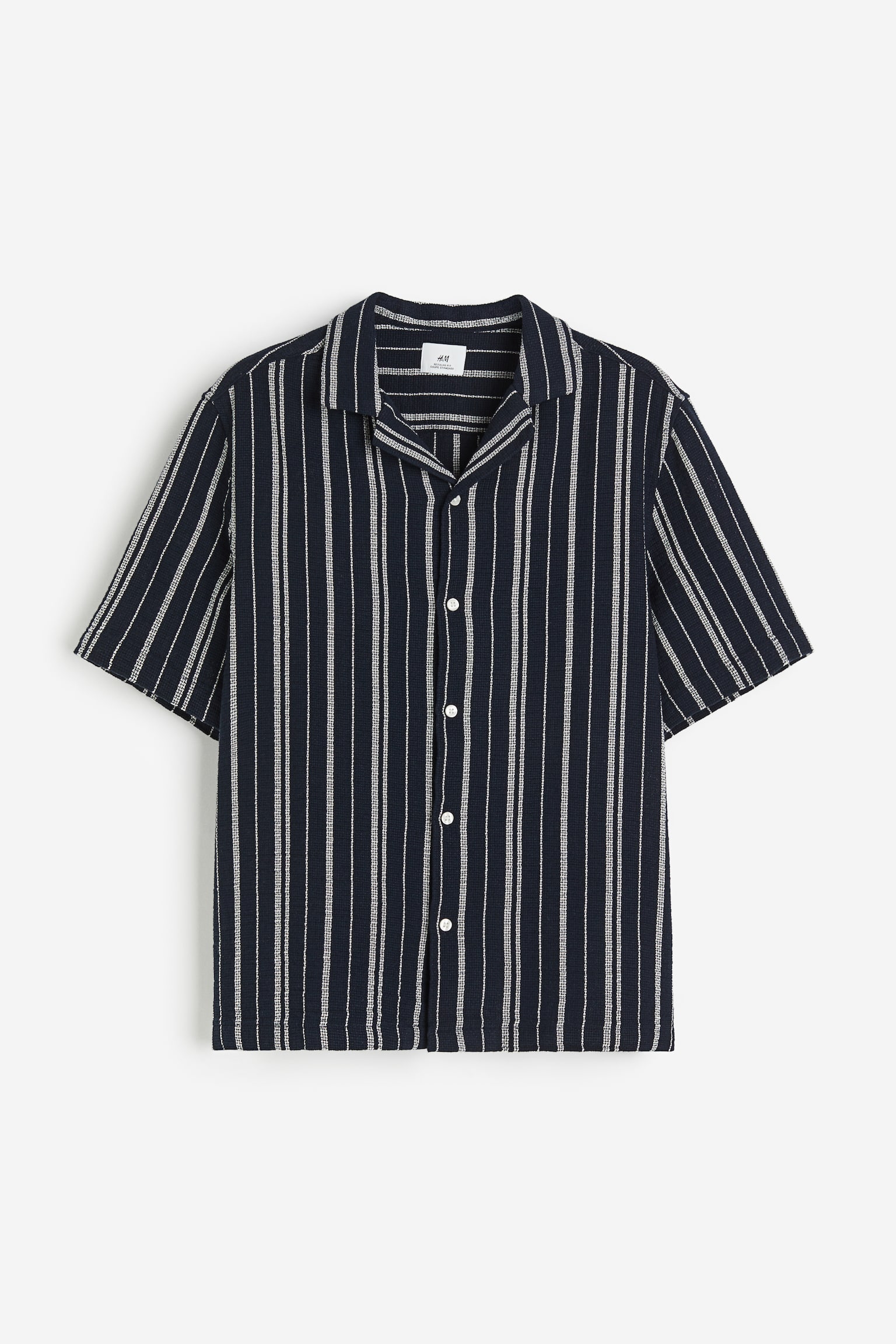 Regular Fit Textured Knit Resort Shirt - Navy blue/Stripe/Grey/Light blue stripe/Khaki green - 2