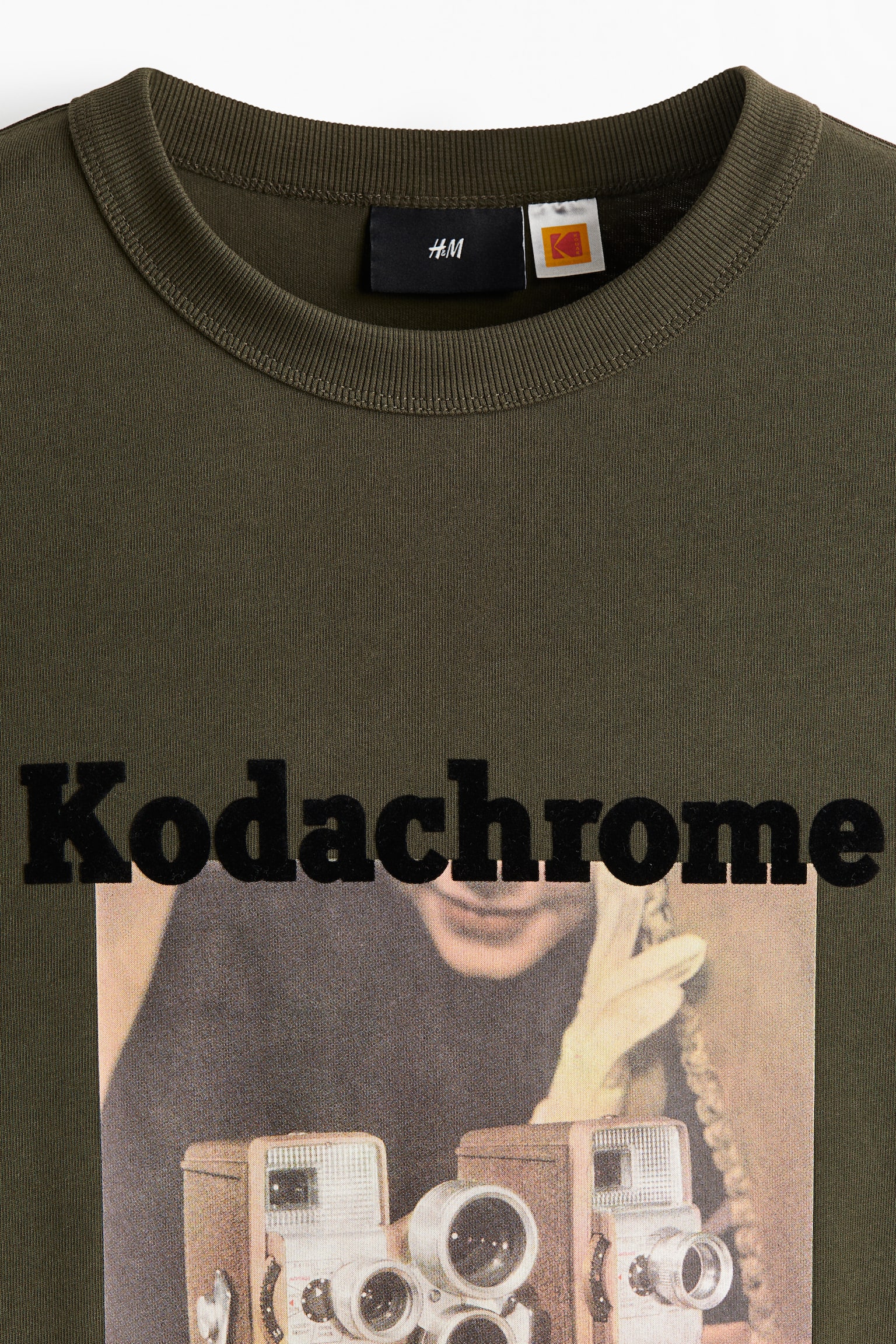 Áo thun bằng cotton in hình dáng rộng - Màu xanh lá đậm/Kodak/Màu đen/Kodak - 4