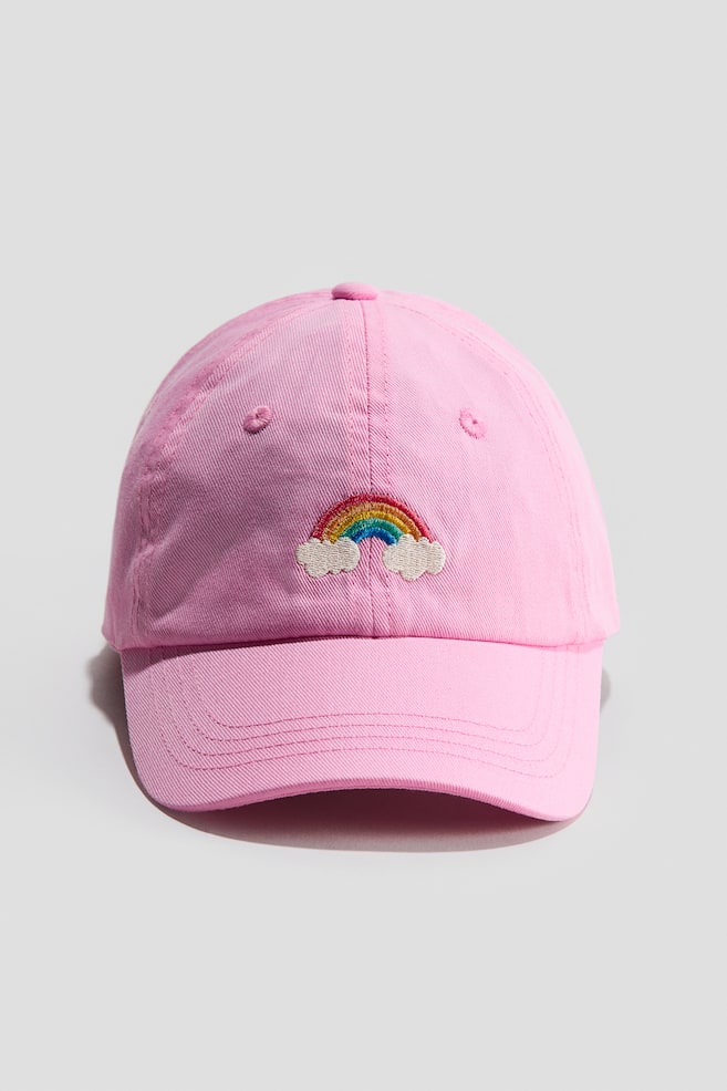 Boné com bordado - Rosa/Arco-íris - 1