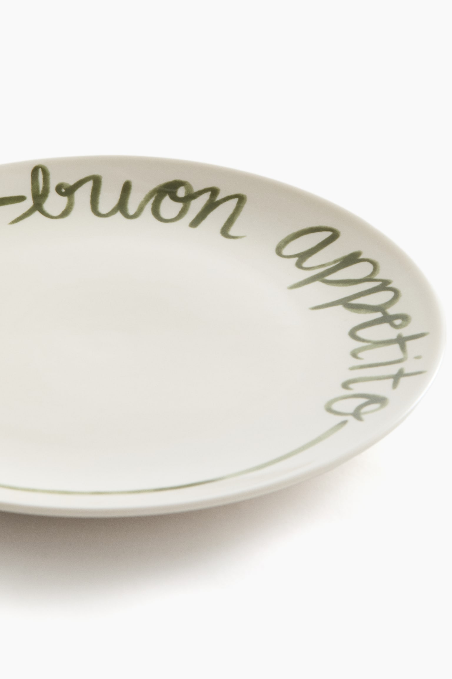 Text-motif porcelain medium plate - White/Buon Appetito - 3