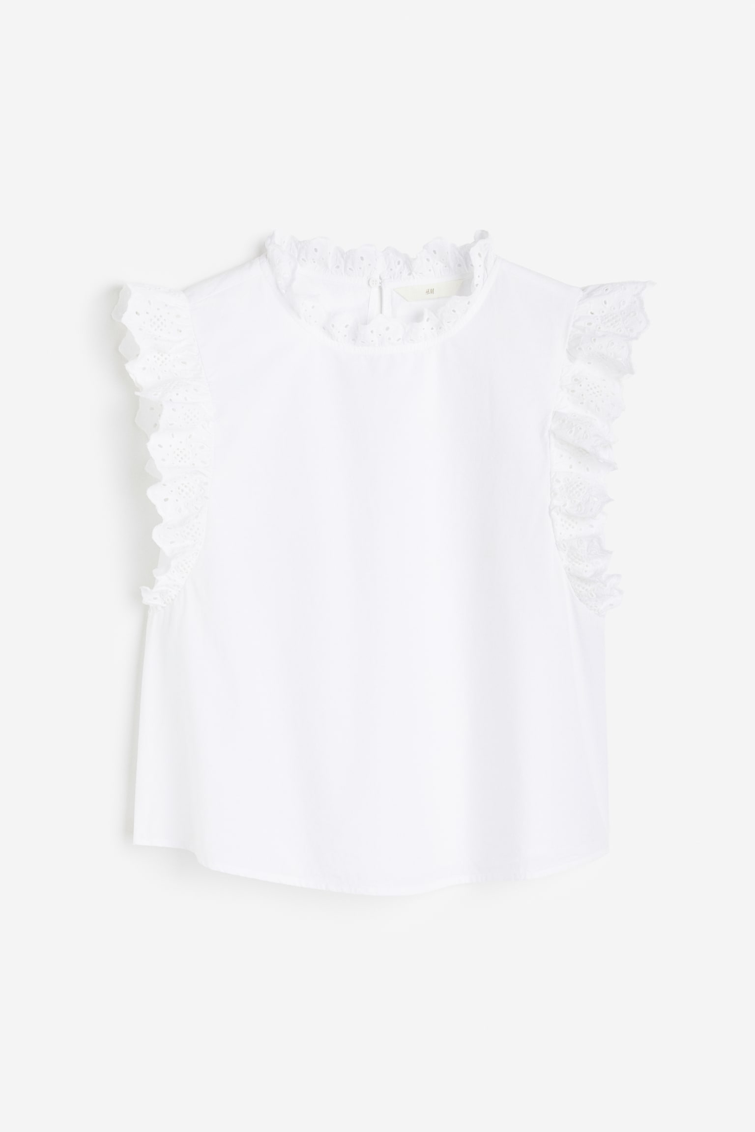 Broderie anglaise-detail blouse - White - 1