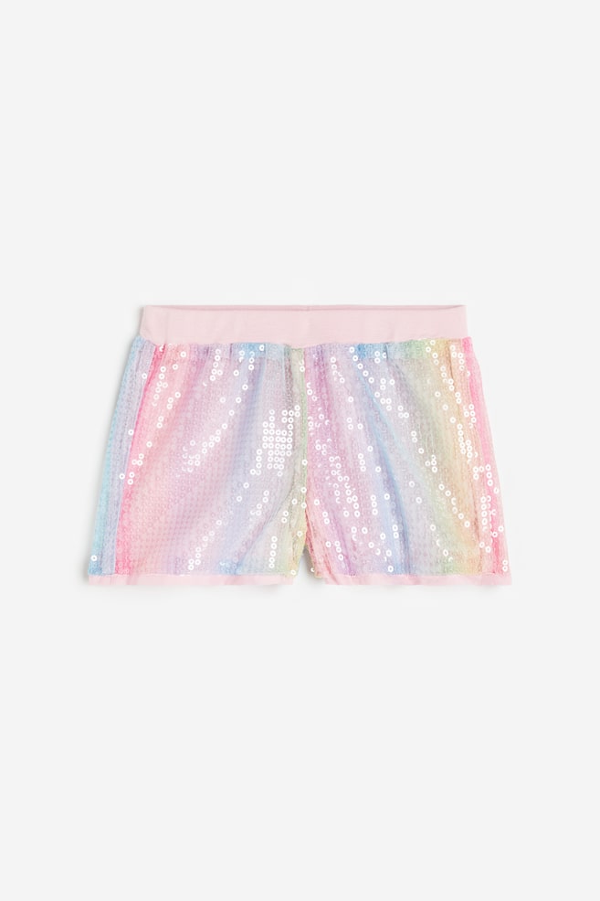 Pailletbesatte pull on-shorts - Lys rosa/Pudderrosa - 1
