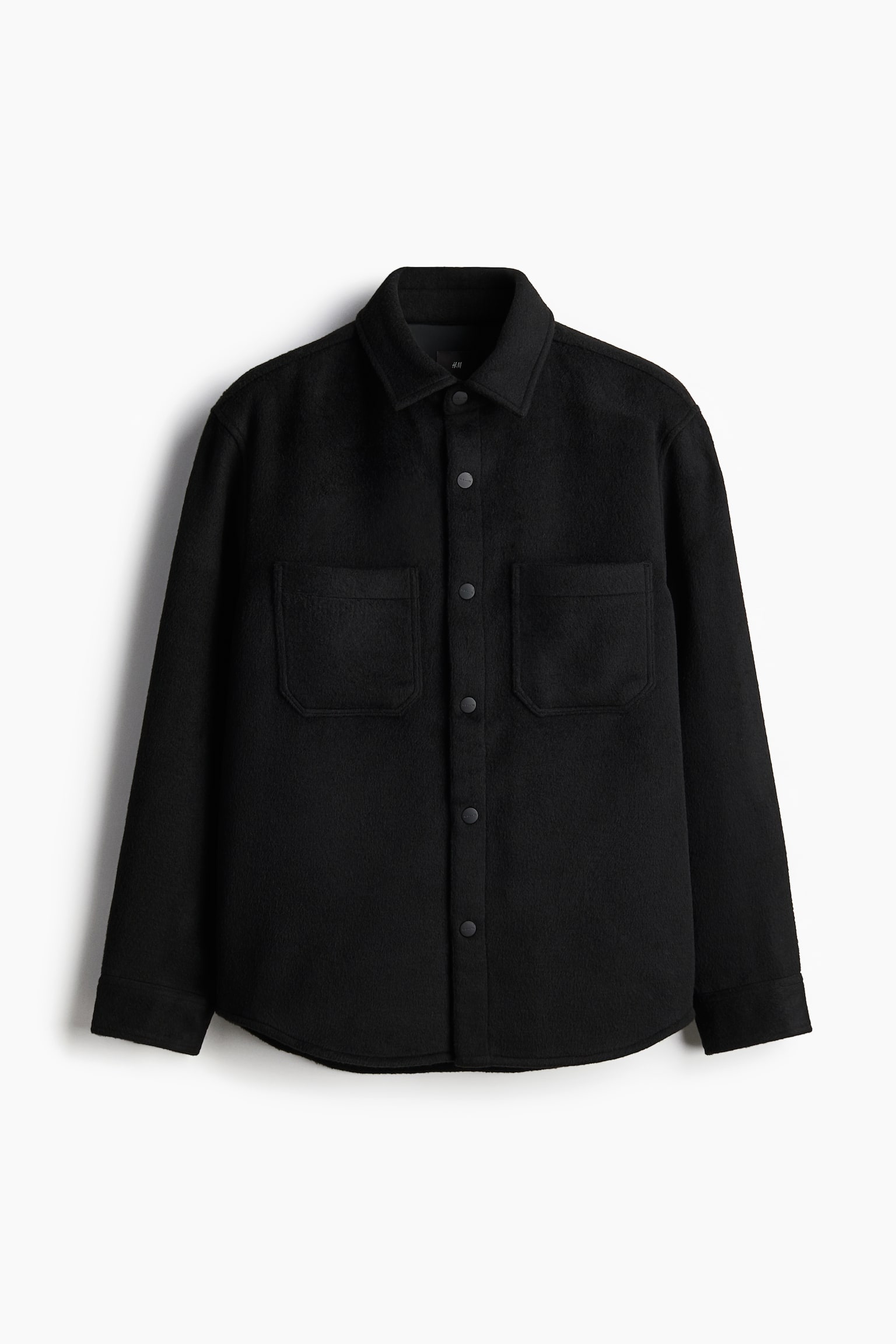 Regular Fit Felted overshirt - Black - 2