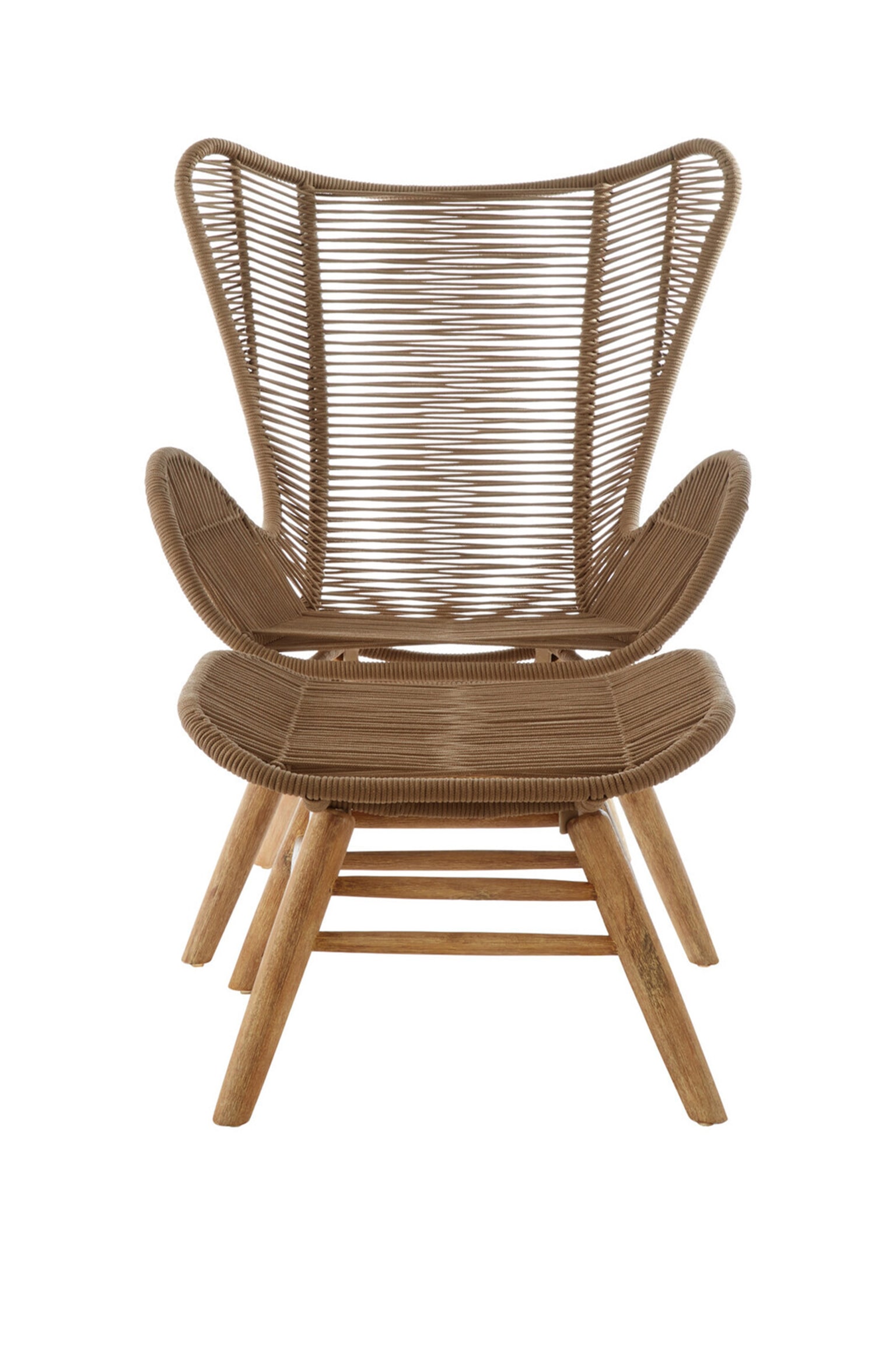 Sisal Latte Rope Lounge Chair And Footstool - Brown - 5