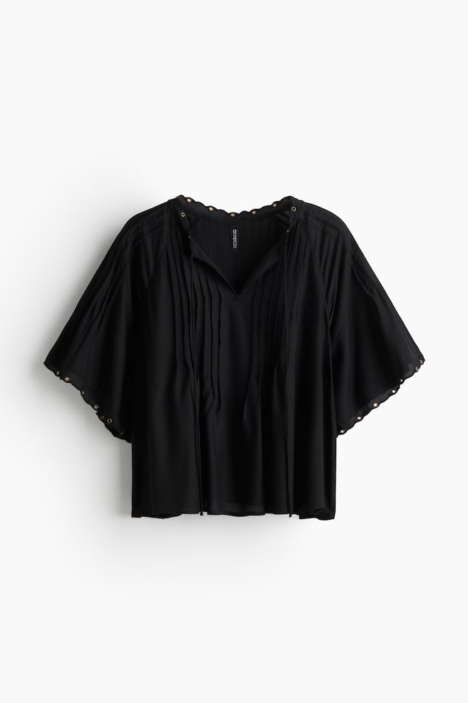 Blouse with Pintucks - Black - 1