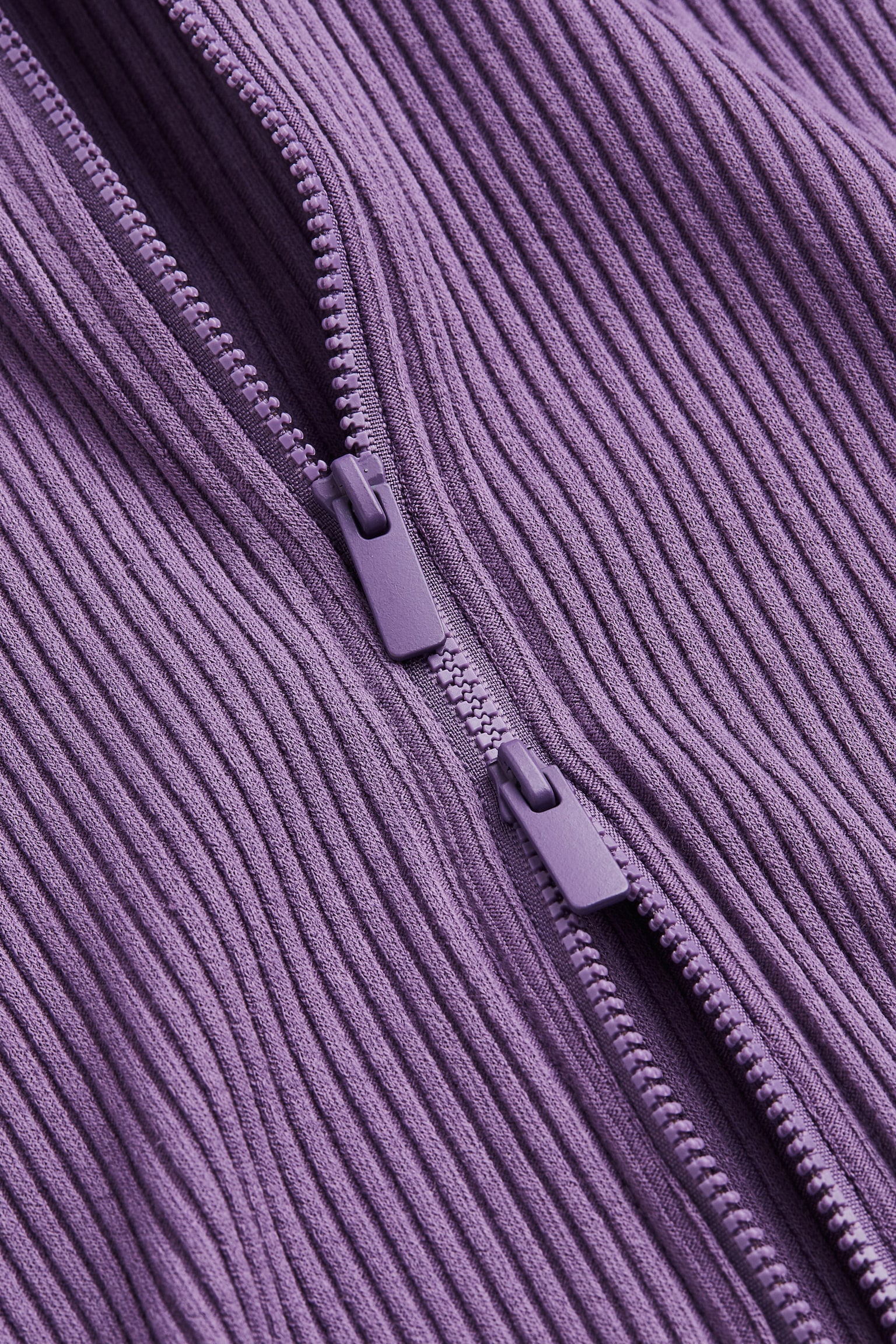 Zip-through ribbed top - Purple - 2