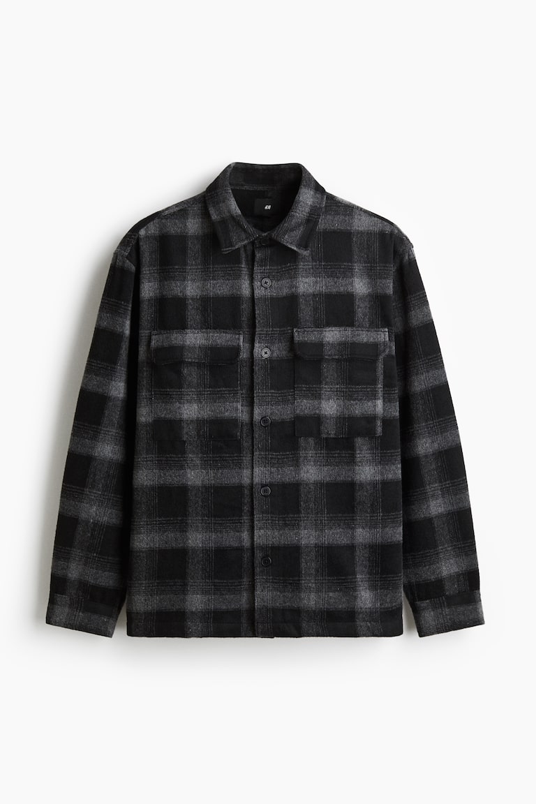 H&m Mens Checked Overshirt Jacket Regular Fit Flannel