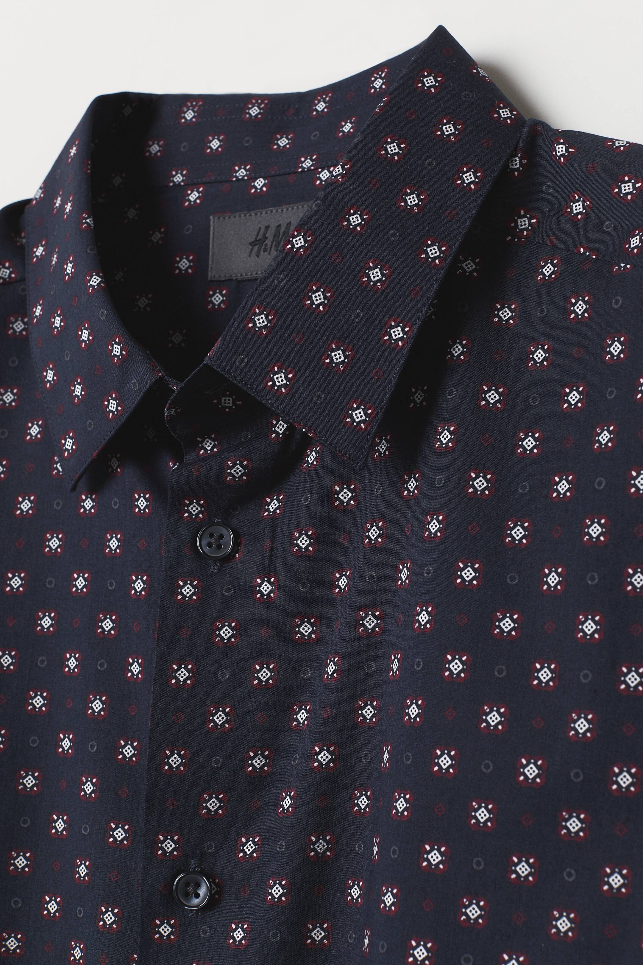 View larger image: Shirt Slim fit - Dark blue/Patterned - Men | H&M IE 2