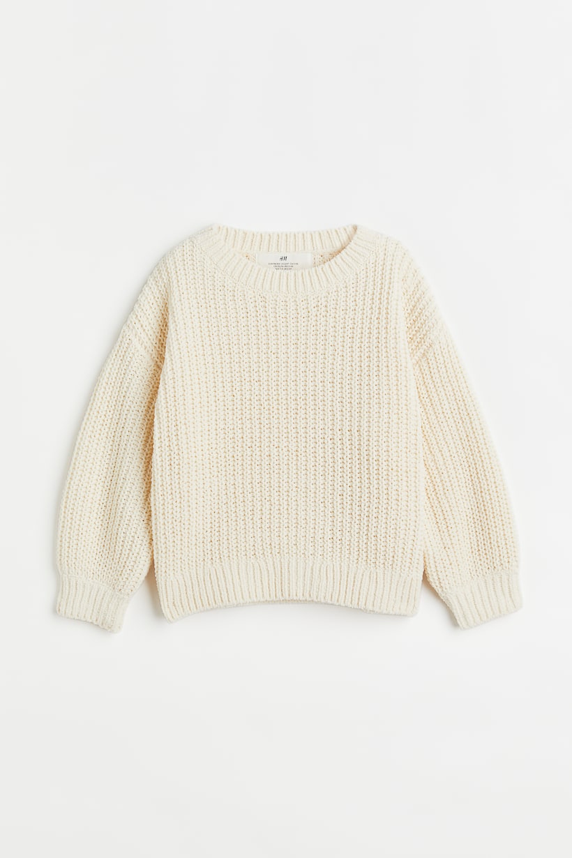 Knit Chenille Sweater - Round Neck - Long sleeve - Light beige - Kids ...