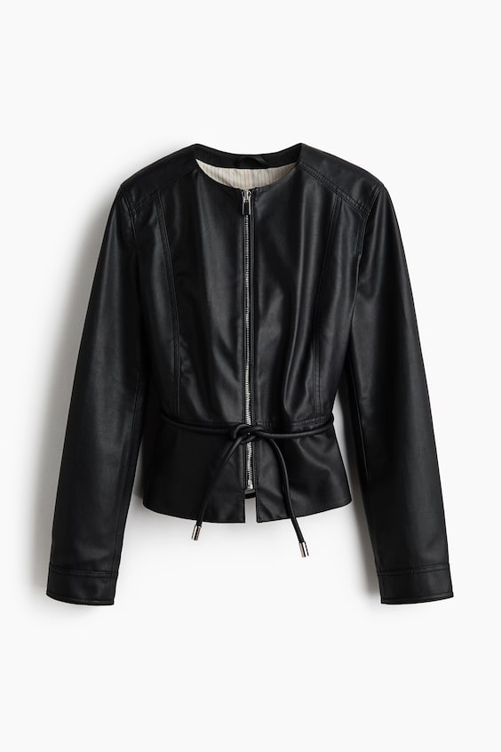 Женские куртки H&M Coated Peplum Jacket