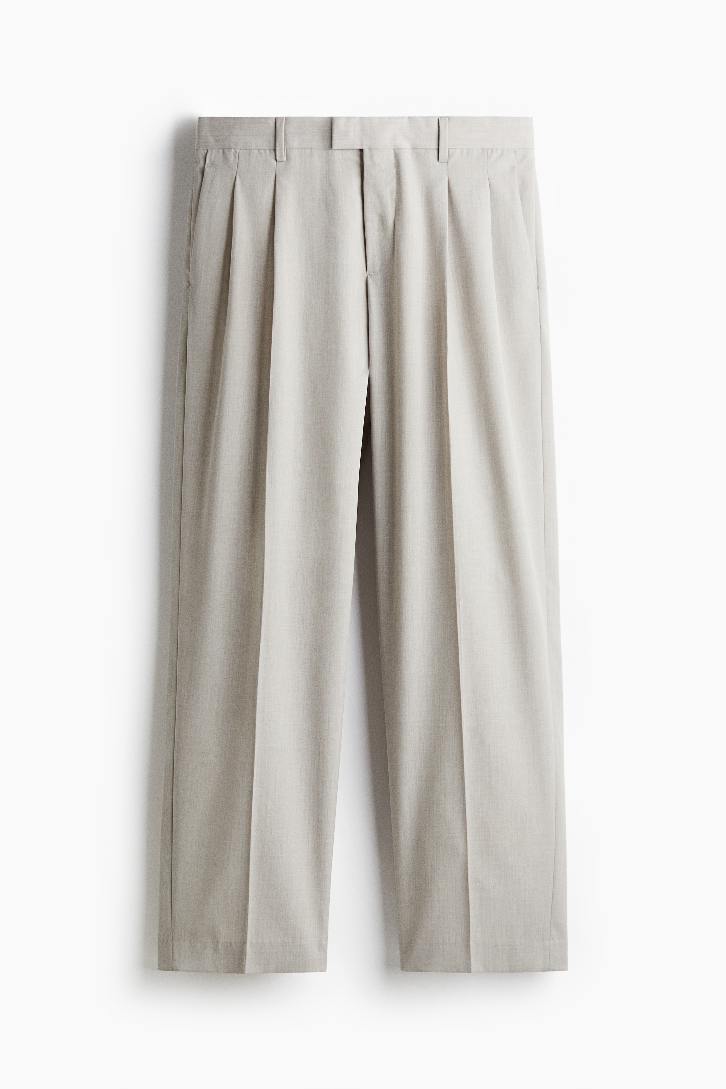 合身西裝褲 - 淺米色/深米色