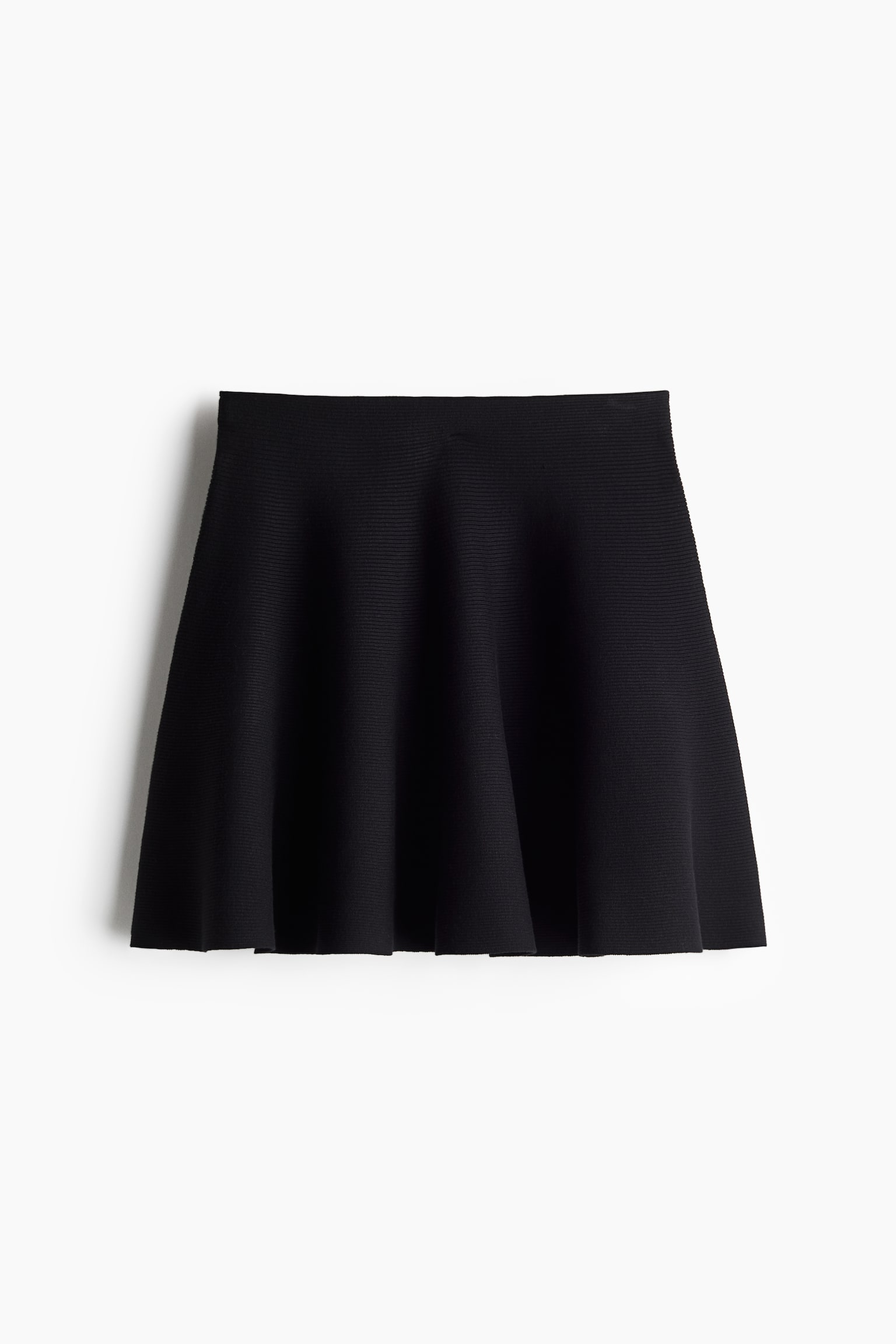 Flared rib-knit skirt - Black - 2