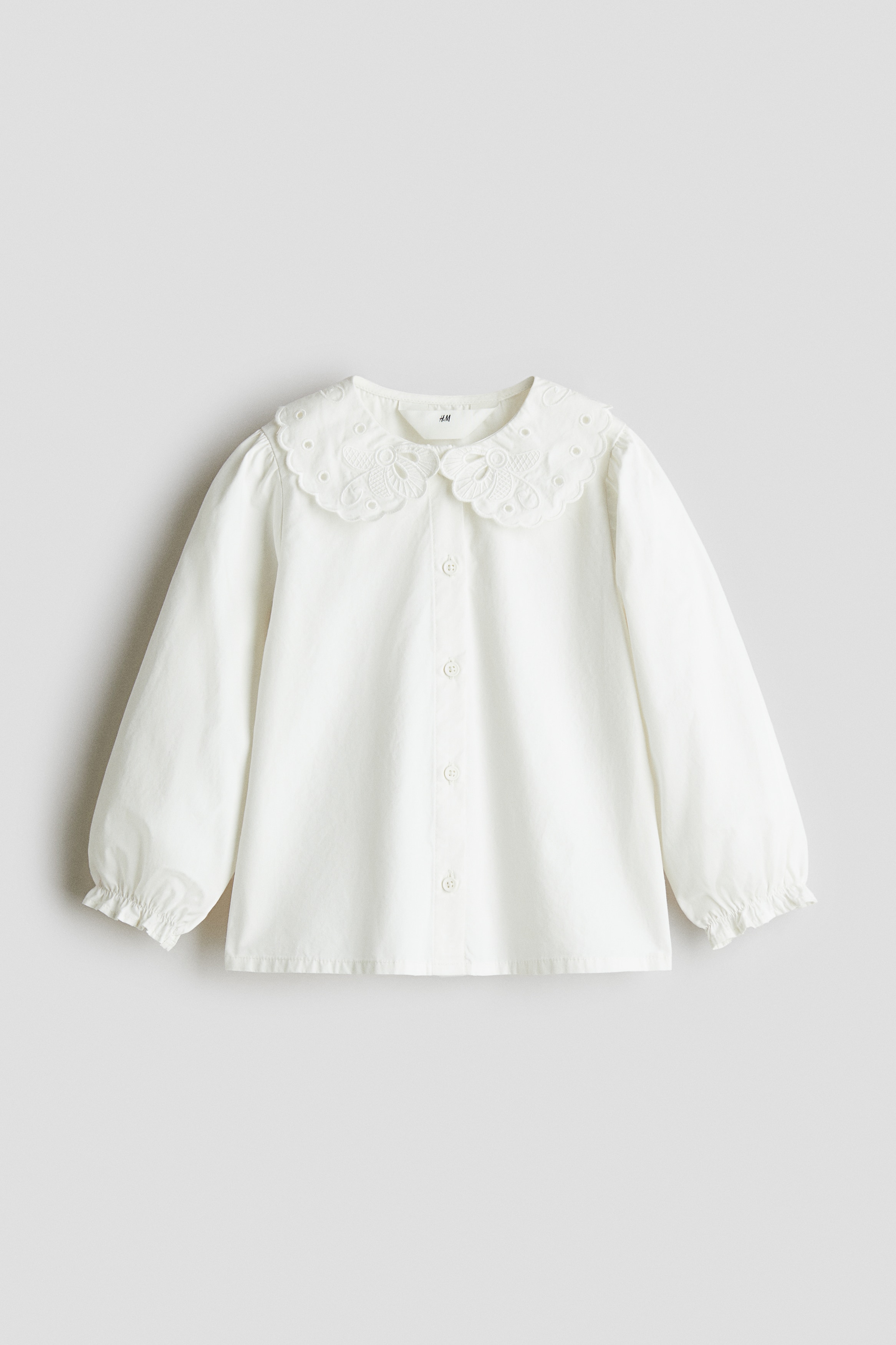 Embroidered Peter Pan-collared blouse - White