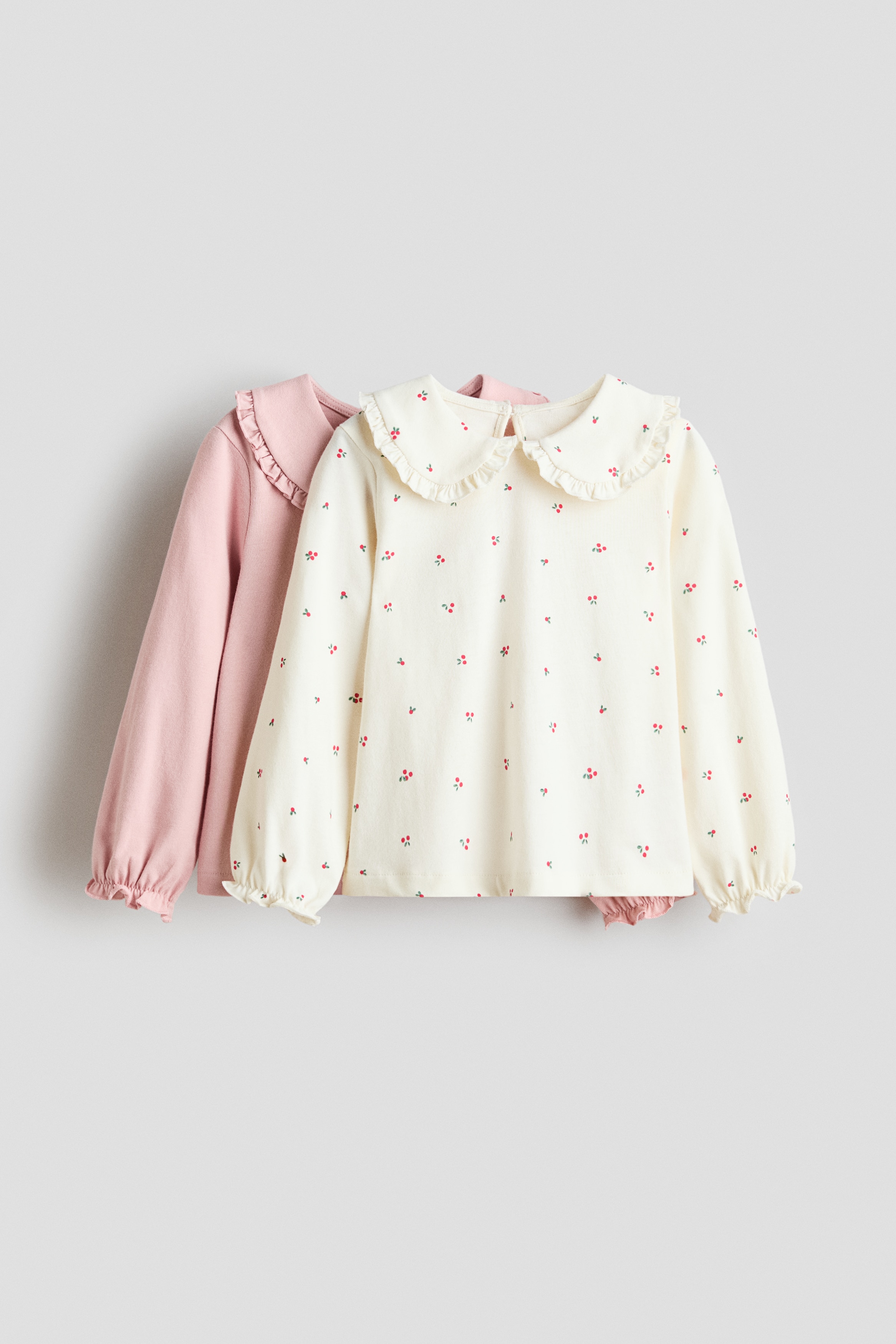 H & M - 襟付きコットントップス 2枚セット - ピンク